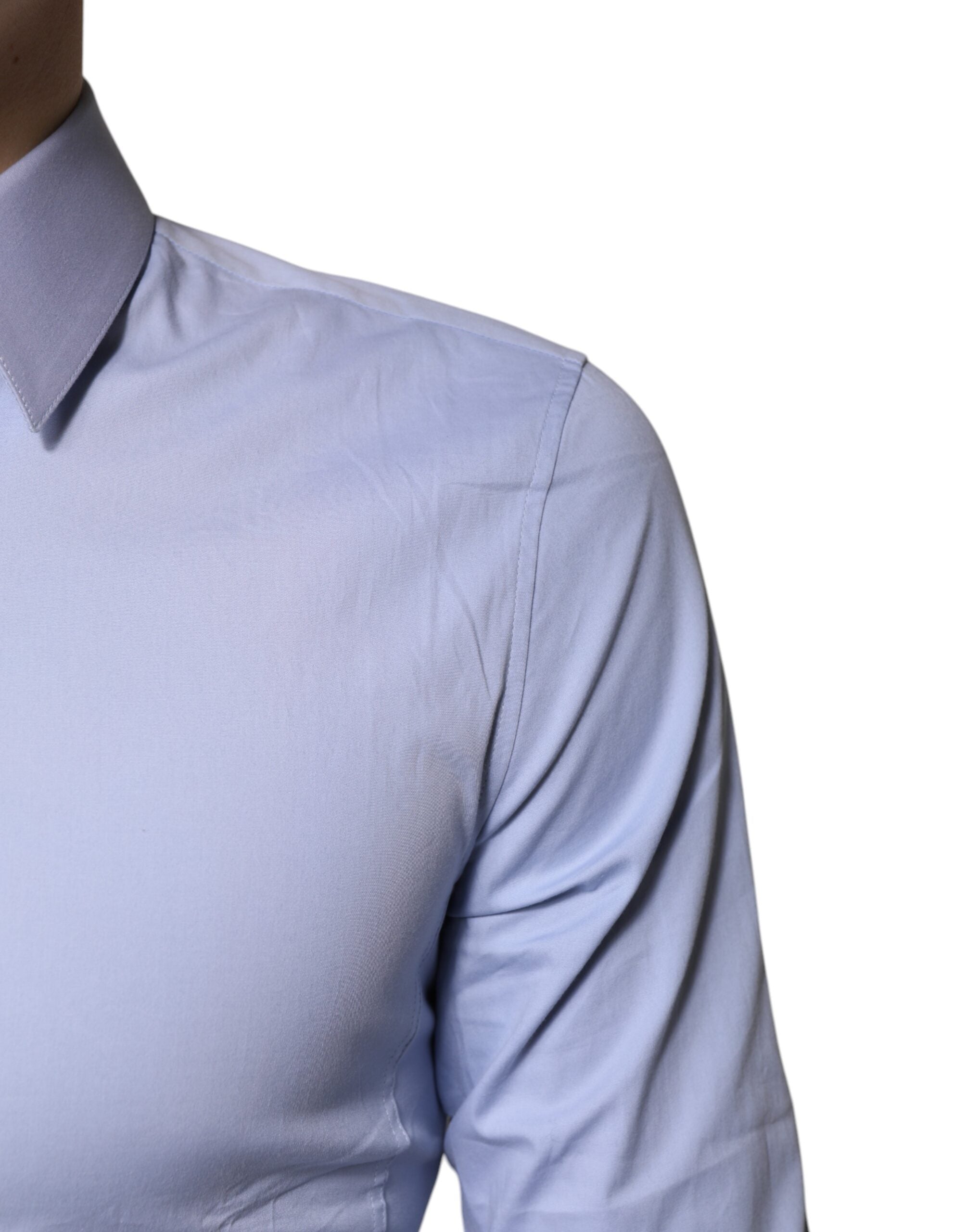 Dolce & Gabbana Light Blue Cotton SICILIA Dress Formal Men's Shirt (Pre-Owned)