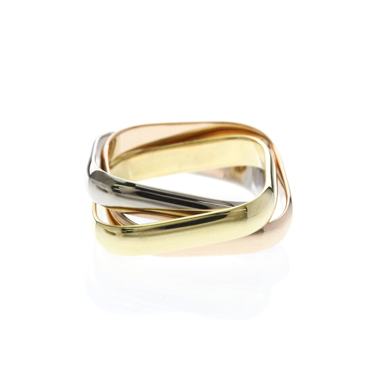 Cartier Trinity Cushion 18K Tricolor Gold Gold Gold Ring Jewelry (Pre-Owned)