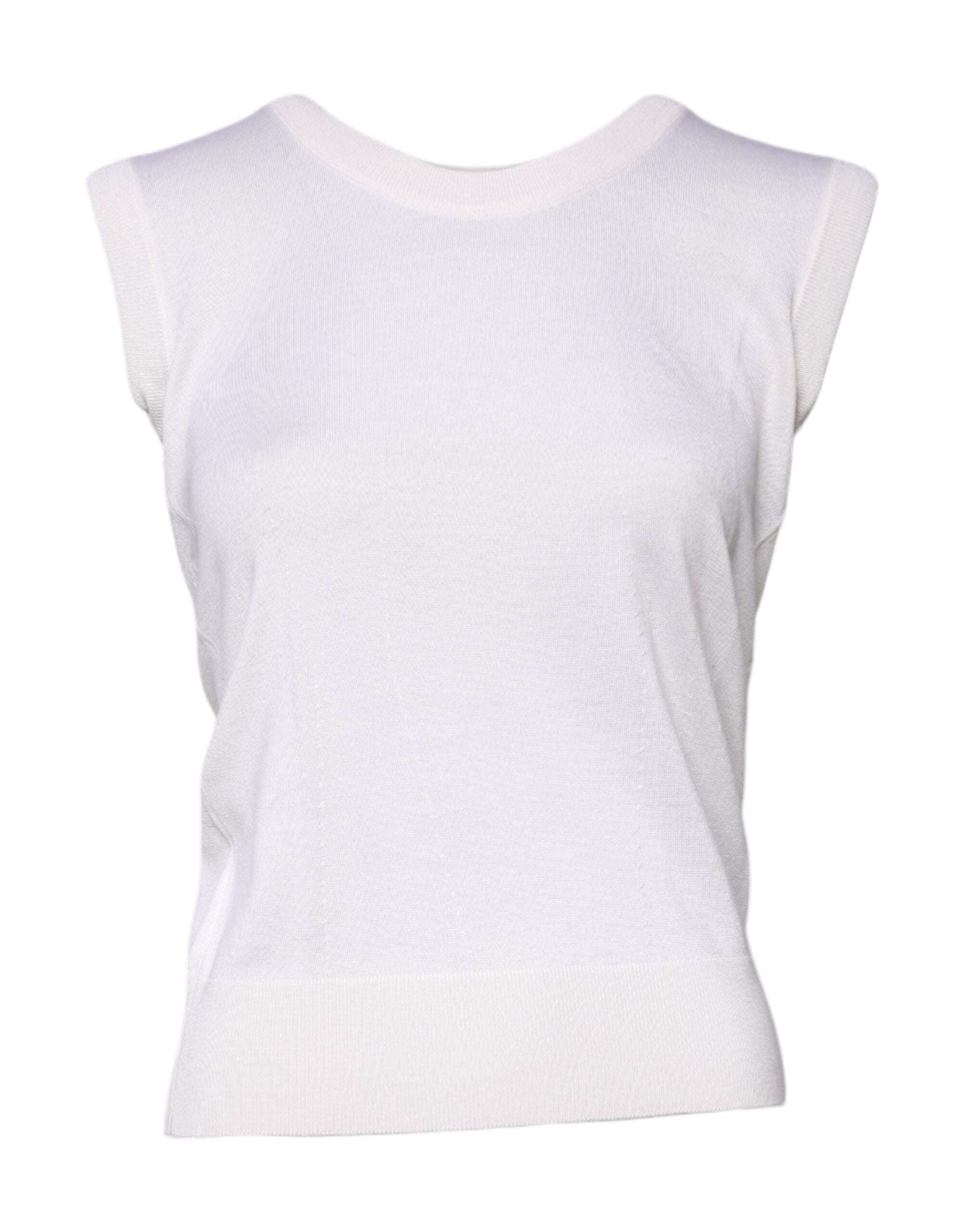 Dolce & Gabbana White Sleeveless Cashmere Round Neck Tank Women's Top (Pre-Owned)