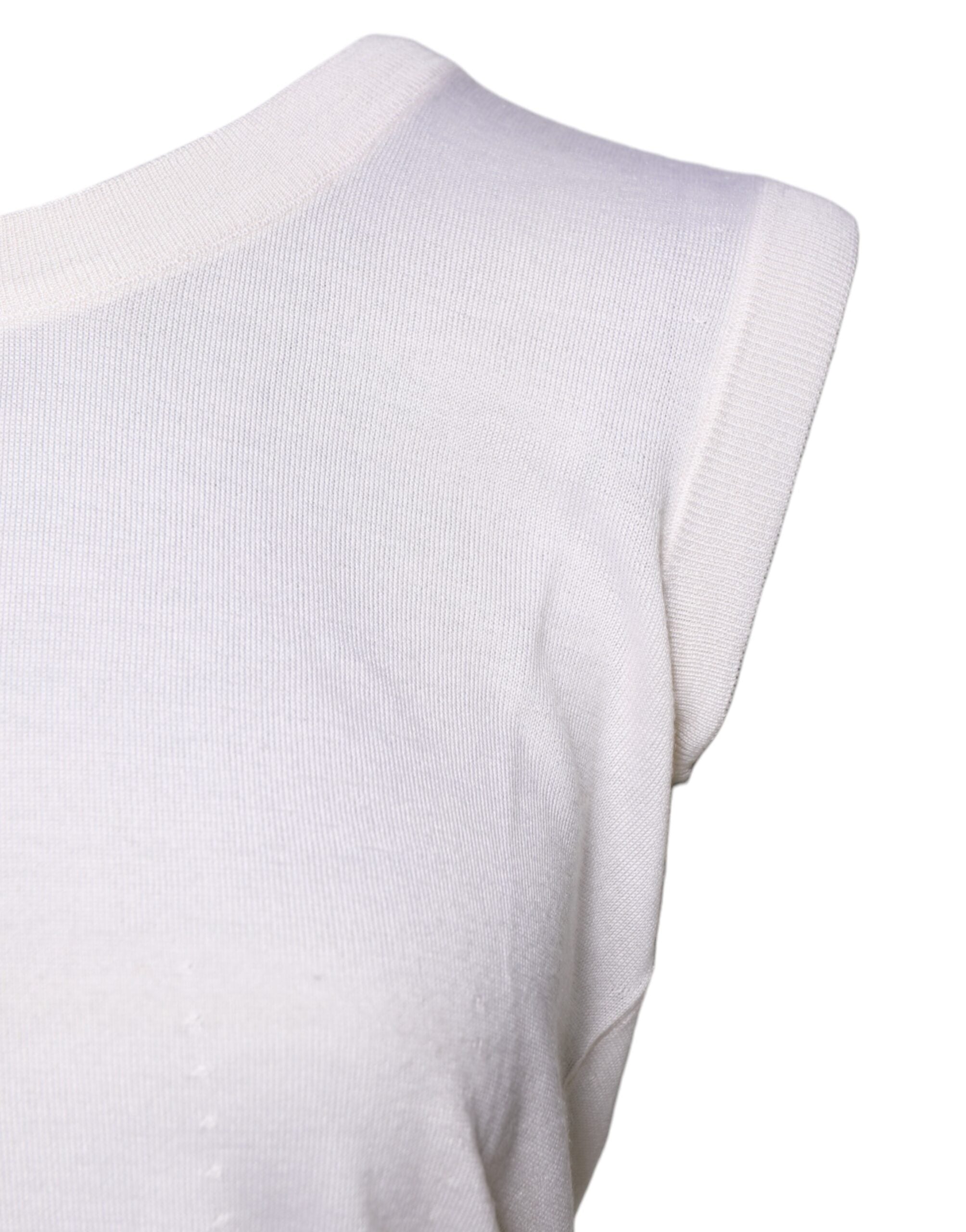Dolce & Gabbana White Sleeveless Cashmere Round Neck Tank Women's Top (Pre-Owned)