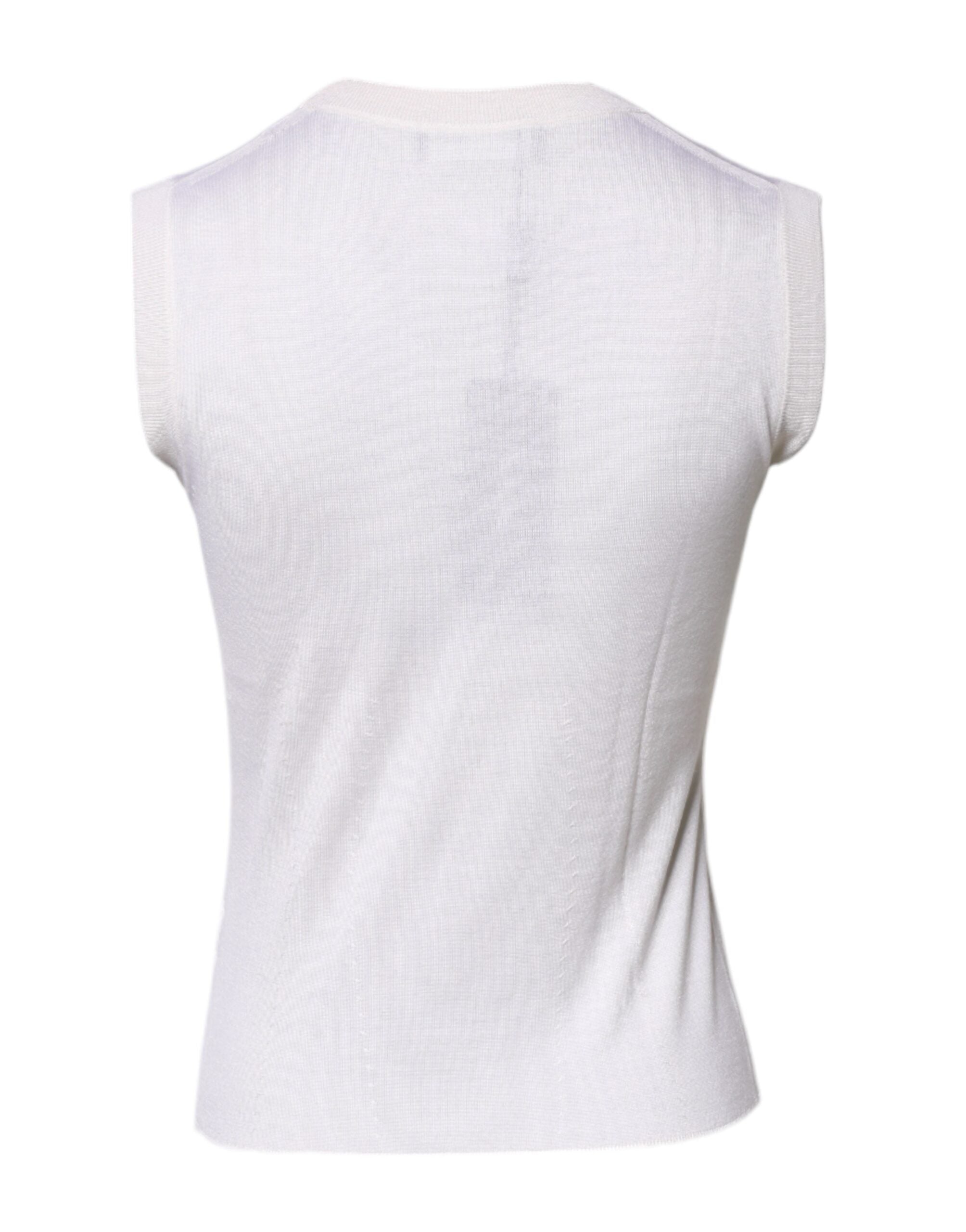 Dolce & Gabbana White Sleeveless Cashmere Round Neck Tank Women's Top (Pre-Owned)