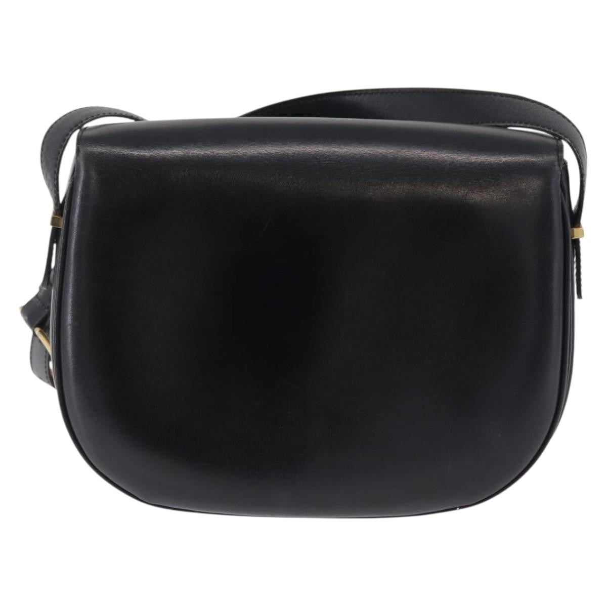 Celine Shoulder Leather Black Leather Shoulder Bag Bag (Pre-Owned)