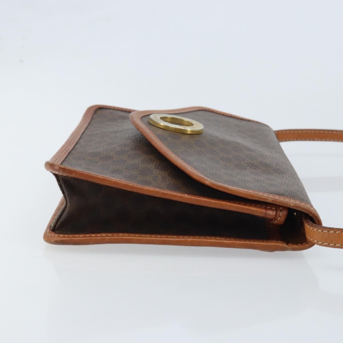 Celine Vintage Macadam Circle Logo Canvas And Leather Brown Canvas Shoulder Bag Bag (Pre-Owned)