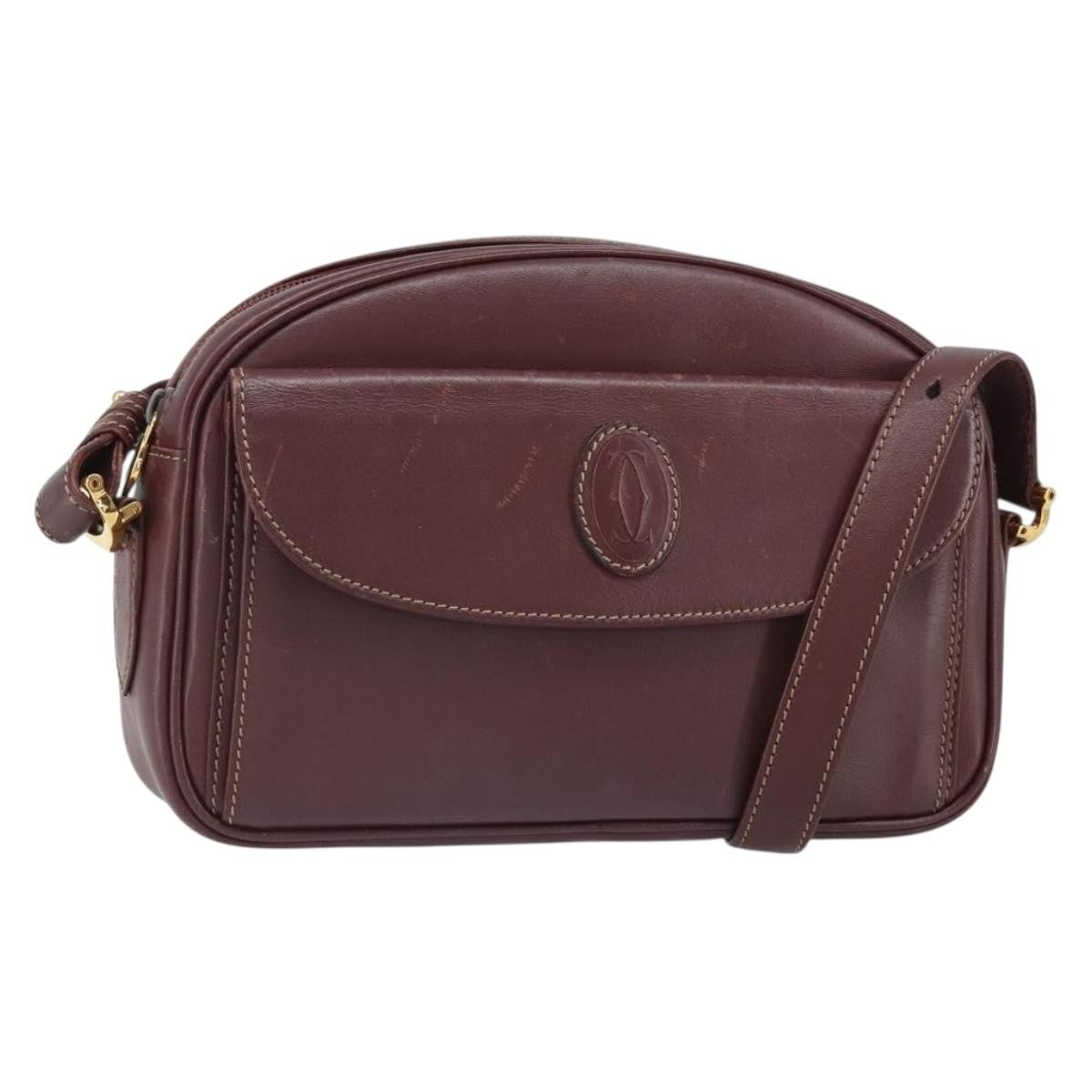 Cartier Must De Cartier Leather Burgundy Leather Shoulder Bag Bag (Pre-Owned)