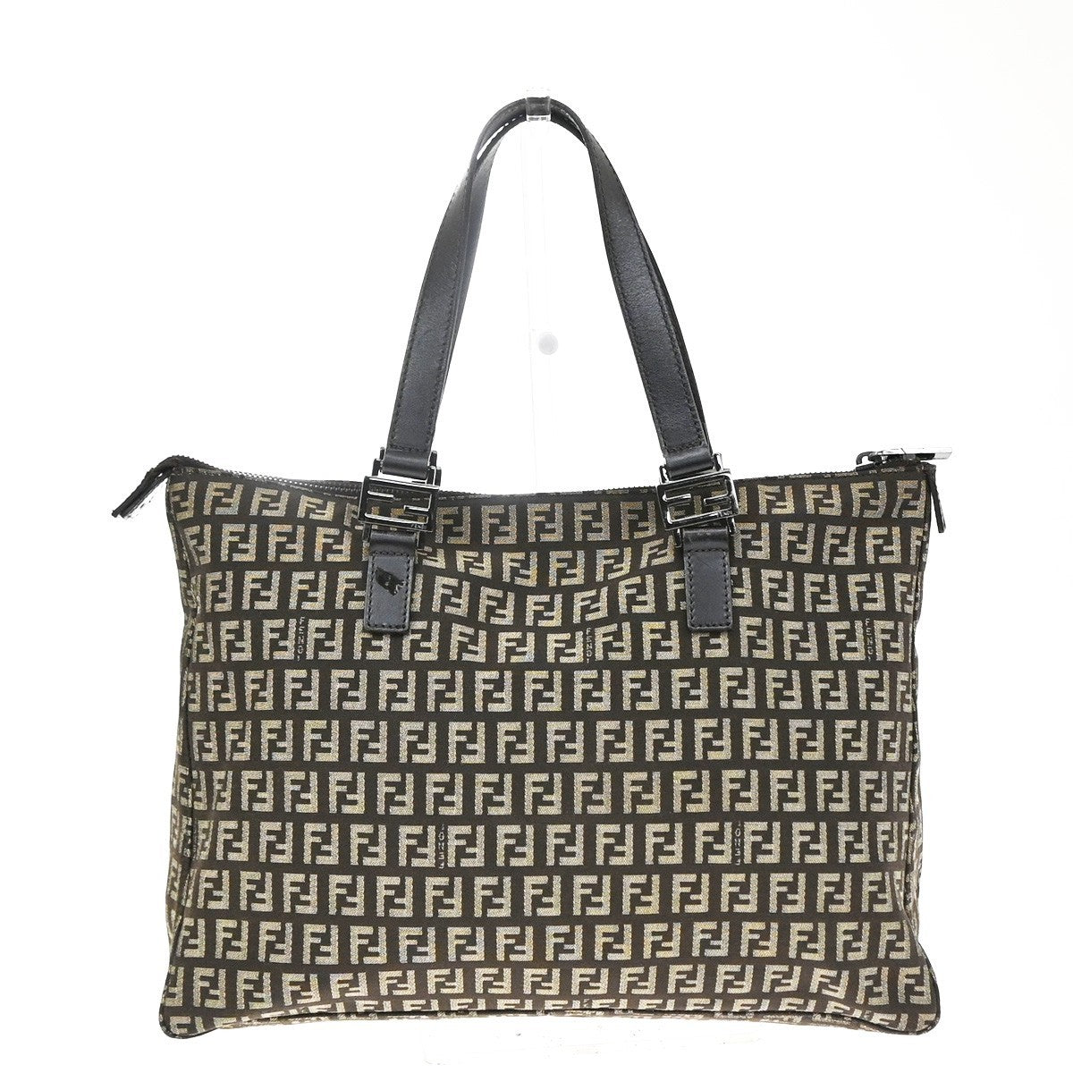 Fendi Shoulder Zucchino Canvas Brown Canvas Shoulder Bag Bag (Pre-Owned)
