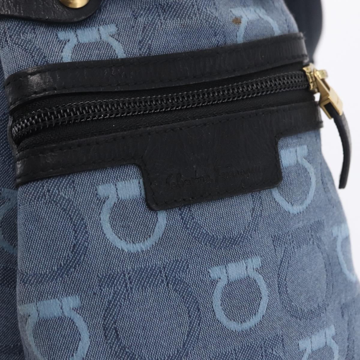 Salvatore Ferragamo Gancini Canvas Navy Canvas Crossbody Bag Bag (Pre-Owned)