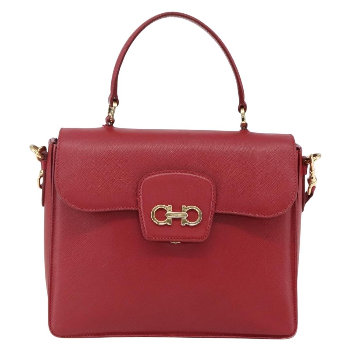 Salvatore Ferragamo Gancini Leather Red Leather Handbag (Pre-Owned)