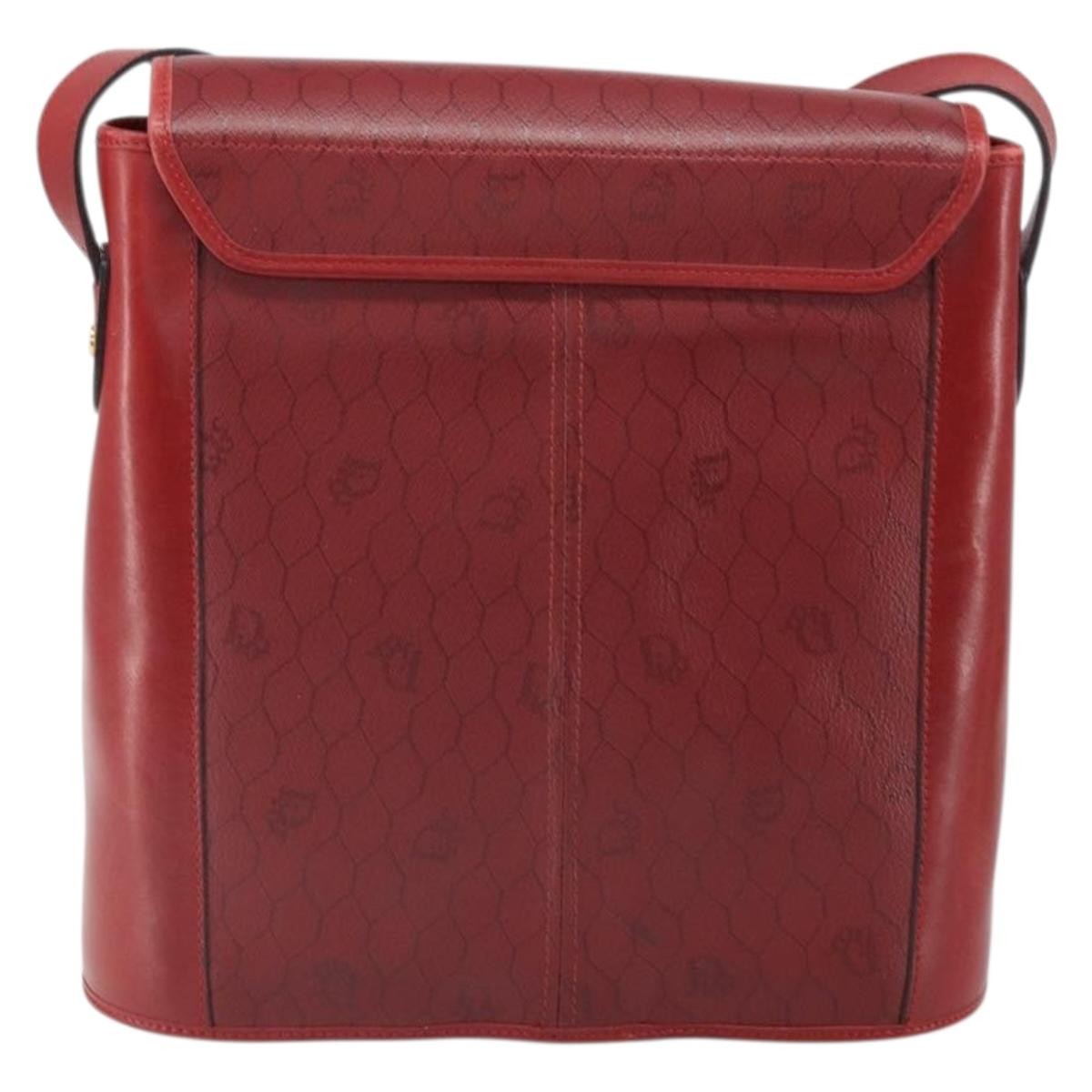 Christian Dior Vintage Honeycomb Flap Canvas And Leather Red Canvas Shoulder Bag Bag (Pre-Owned)