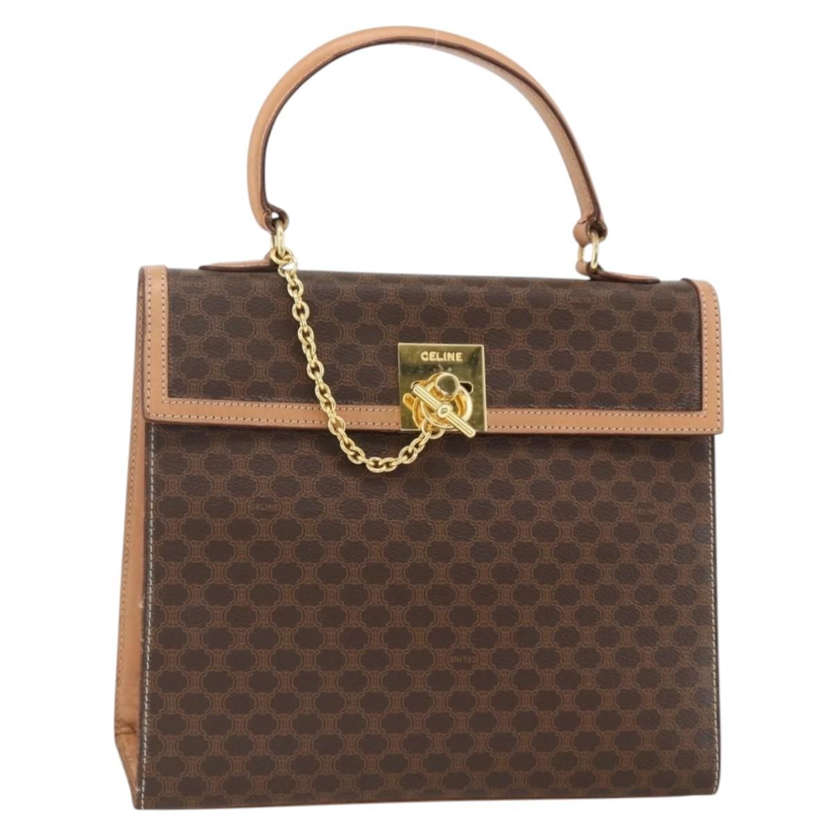 Celine Vintage Handbag Toile Céline Brown Canvas Handbag (Pre-Owned)