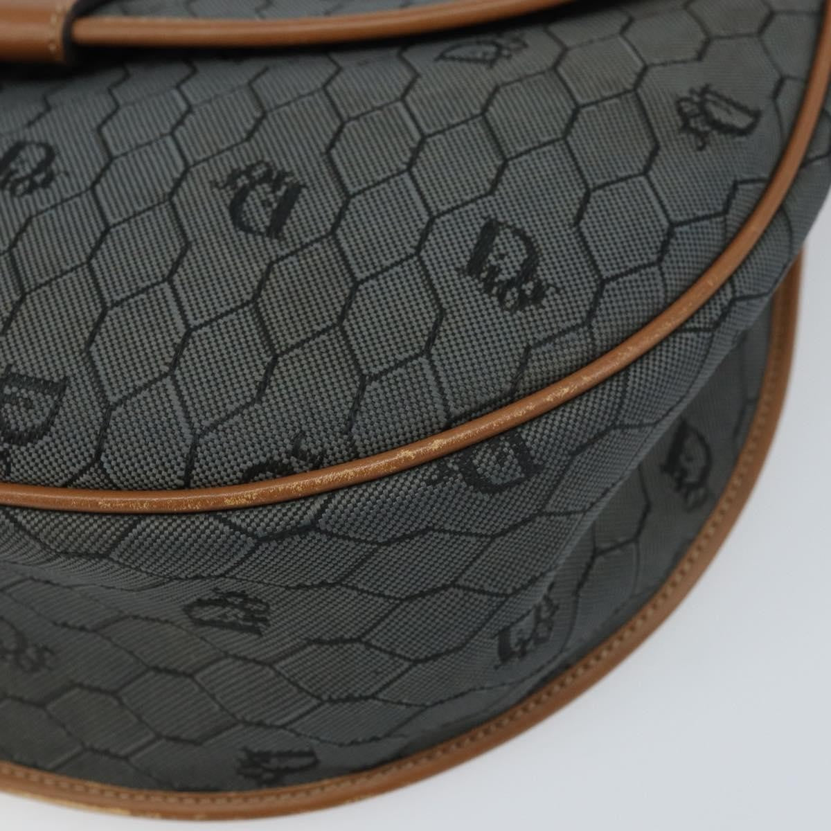 Christian Dior Vintage Honeycomb Flap Canvas And Leather Black Canvas Shoulder Bag Bag (Pre-Owned)