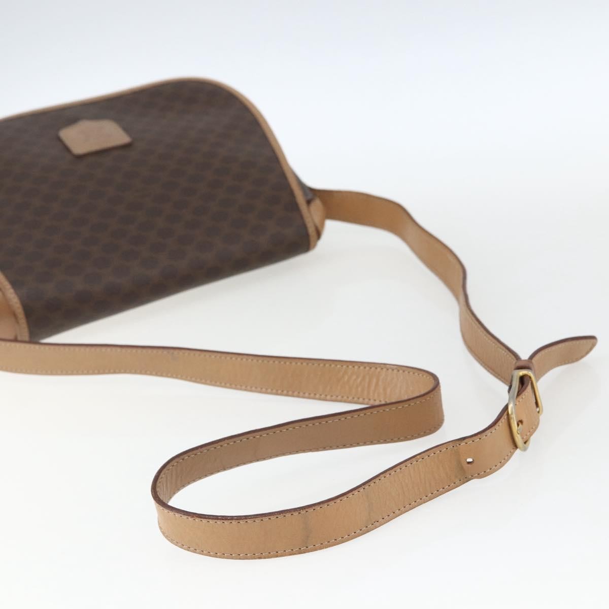 Celine Vintage Macadam Canvas And Leather Brown Canvas Shoulder Bag Bag (Pre-Owned)