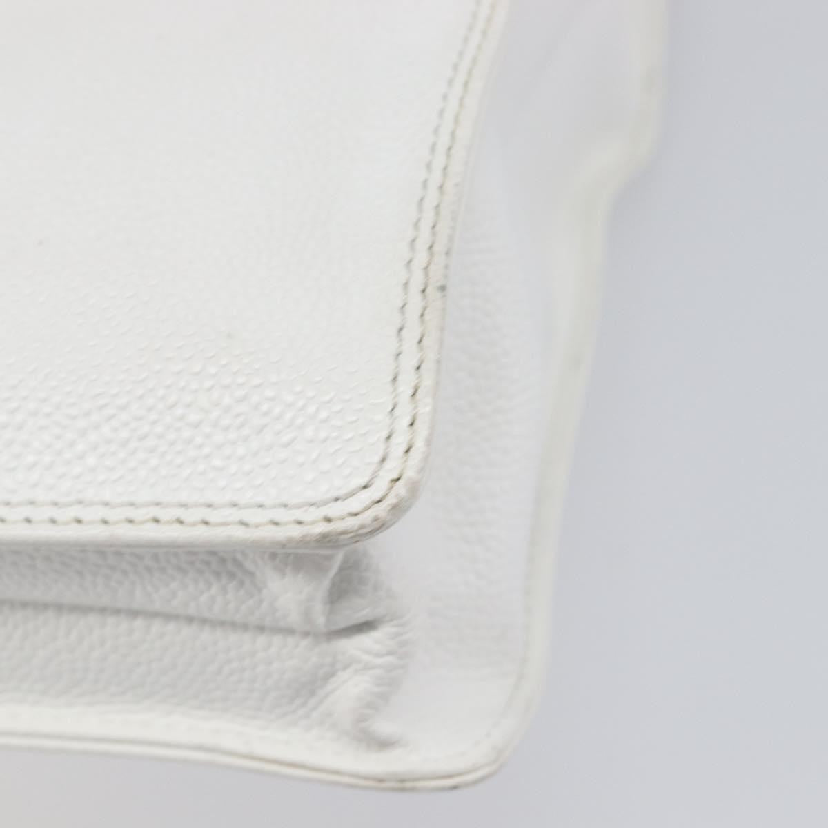 Chanel Vintage Wooden Quilted Caviar White Leather Tote Bag Bag (Pre-Owned)