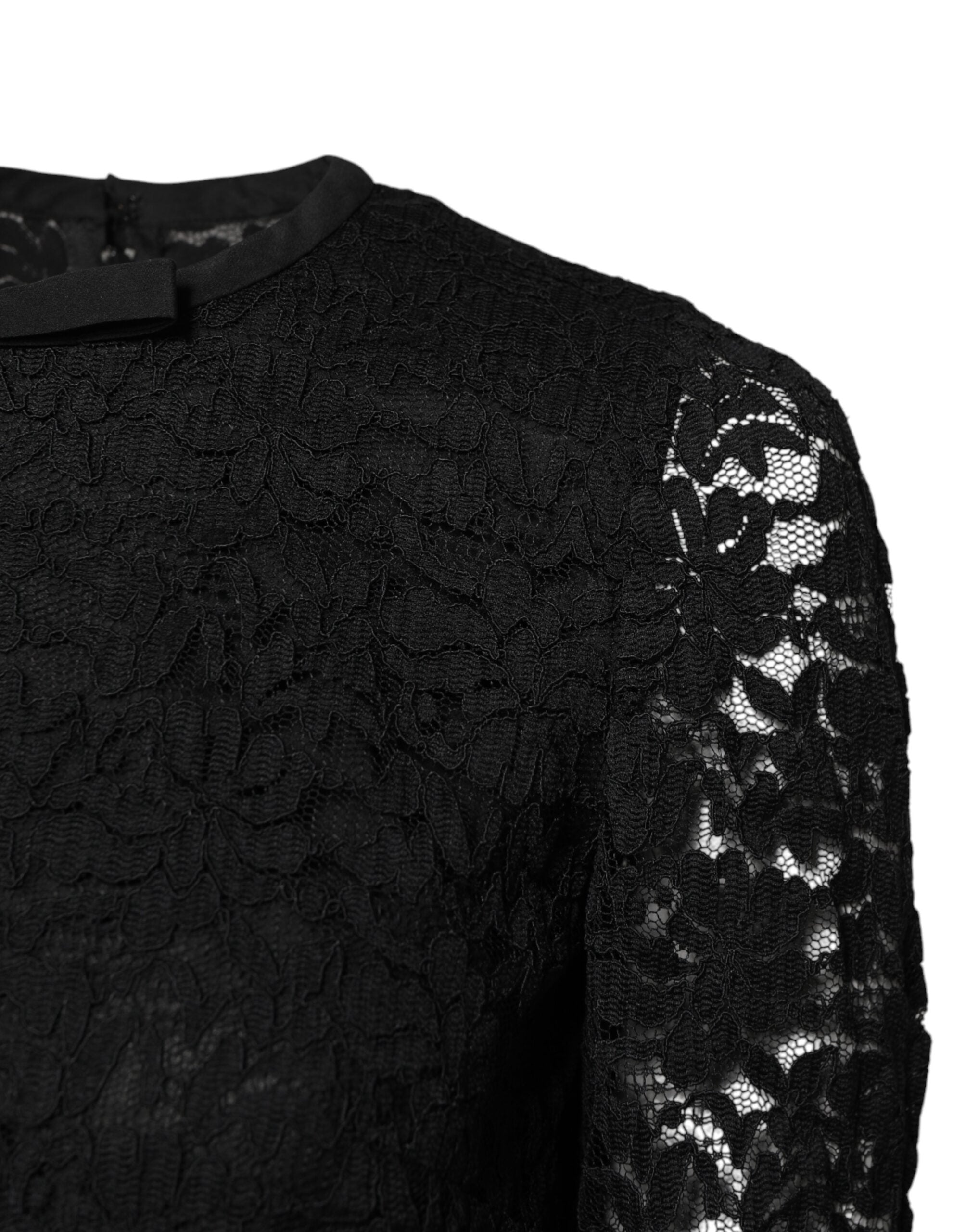 Dolce & Gabbana Black Lace STAFF Crew Neck Long Sleeves Women's Top (Pre-Owned)
