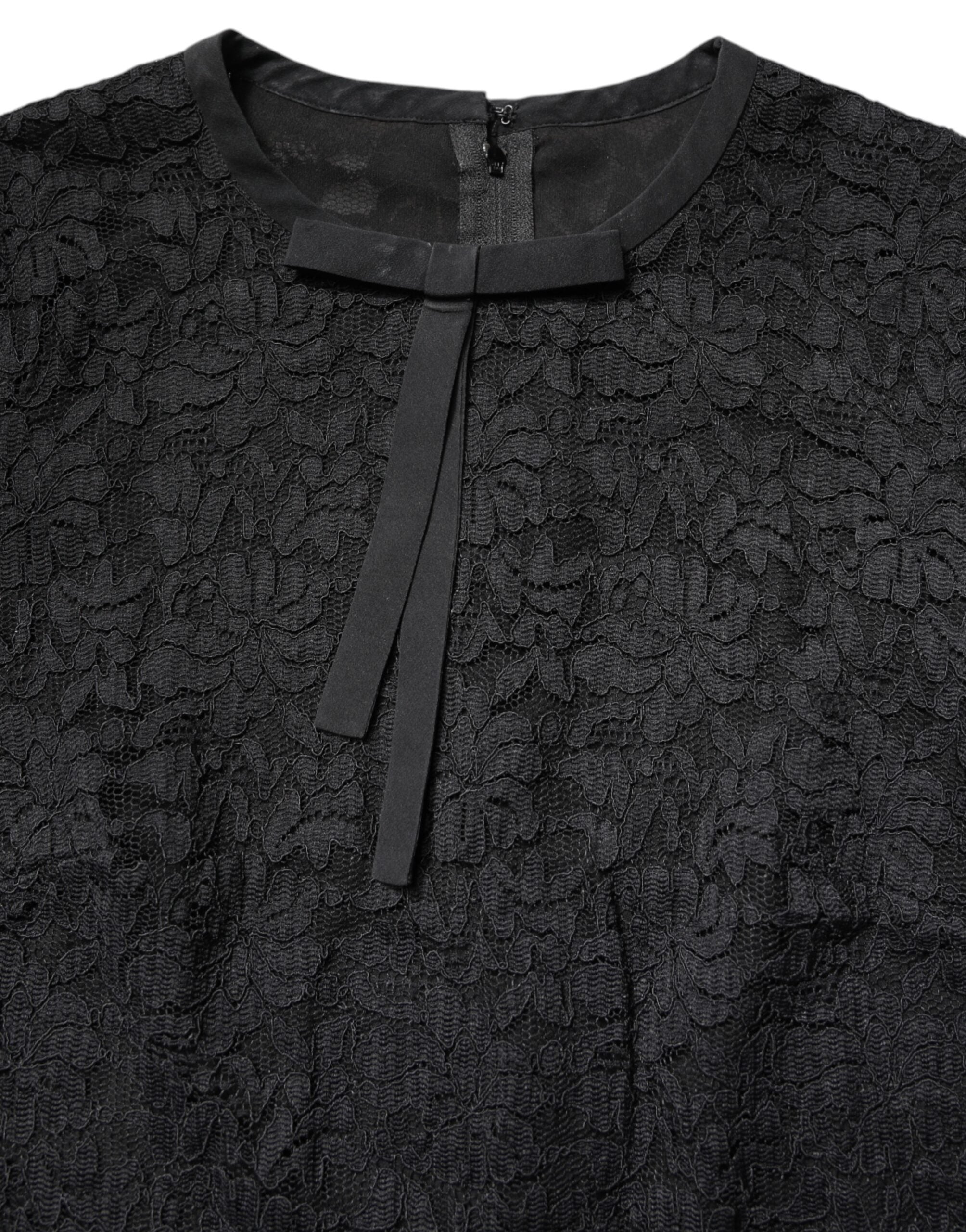 Dolce & Gabbana Black Lace STAFF Crew Neck Long Sleeves Women's Top (Pre-Owned)
