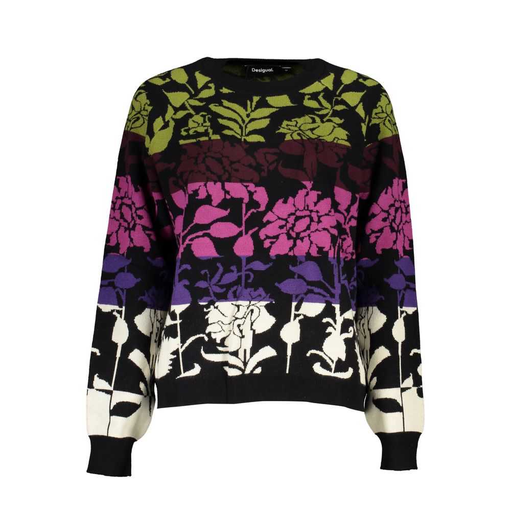 Desigual Chic Long-Sleeved Black Sweater with Contrast Women's Details
