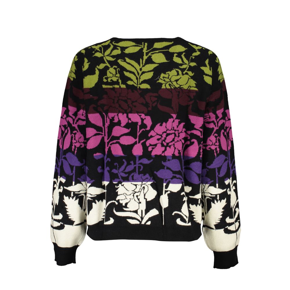 Desigual Chic Long-Sleeved Black Sweater with Contrast Women's Details