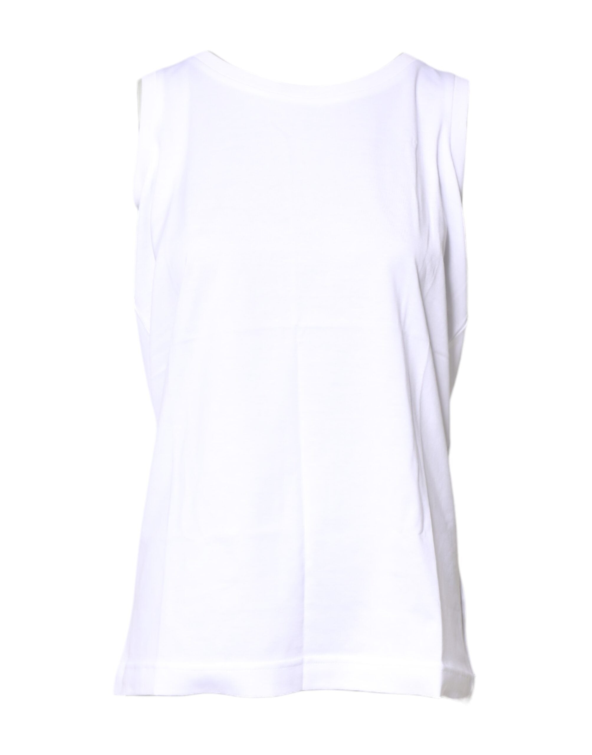 Dolce & Gabbana White Cotton Sleeveless Crew Neck Women's T-shirt (Pre-Owned)