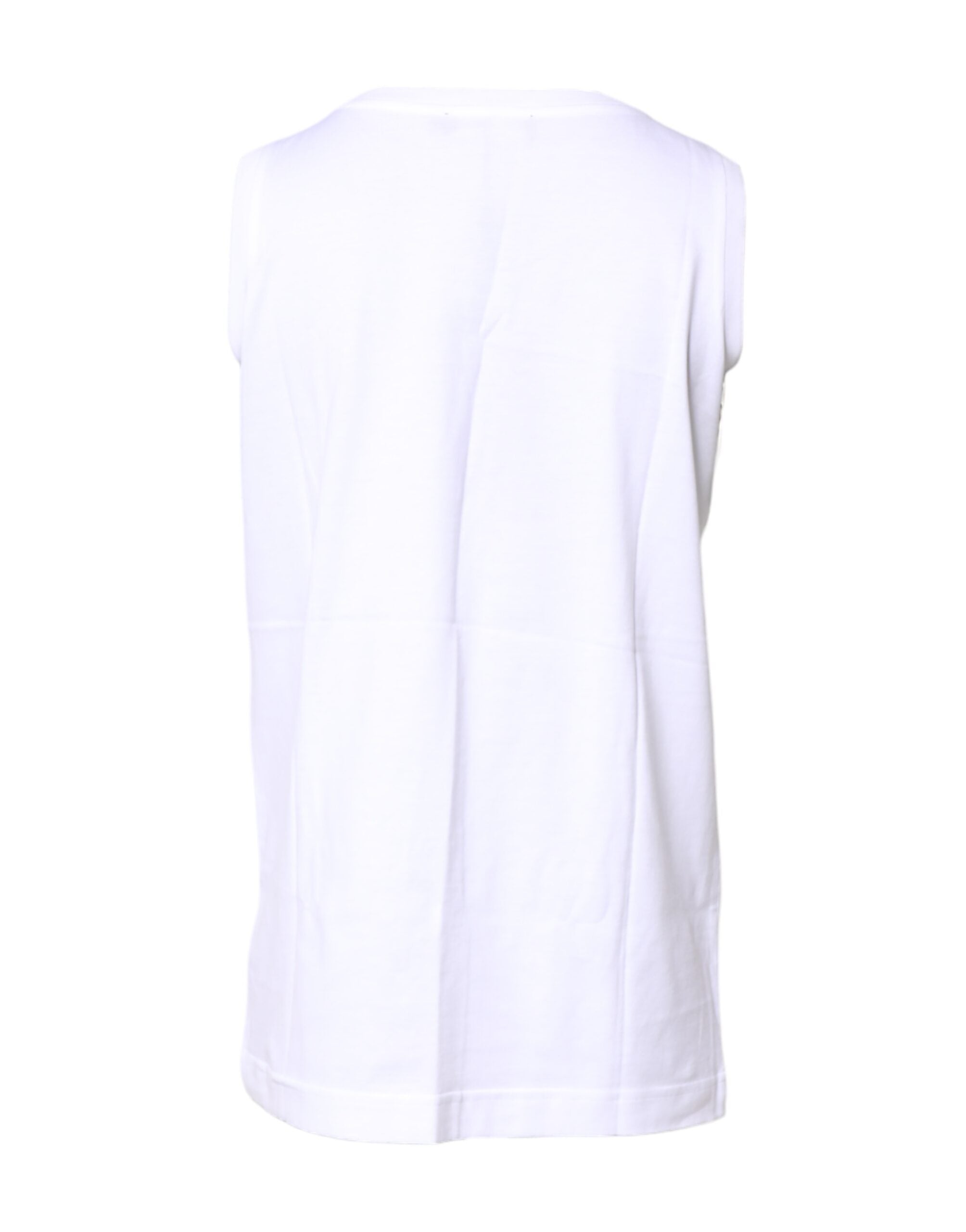 Dolce & Gabbana White Cotton Sleeveless Crew Neck Women's T-shirt (Pre-Owned)
