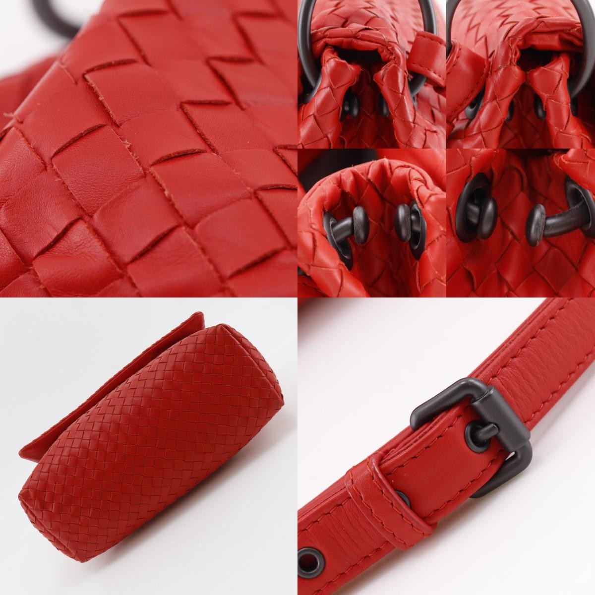 Bottega Veneta Intrecciato Shoulder Leather Red Calfskin Shoulder Bag Bag (Pre-Owned)