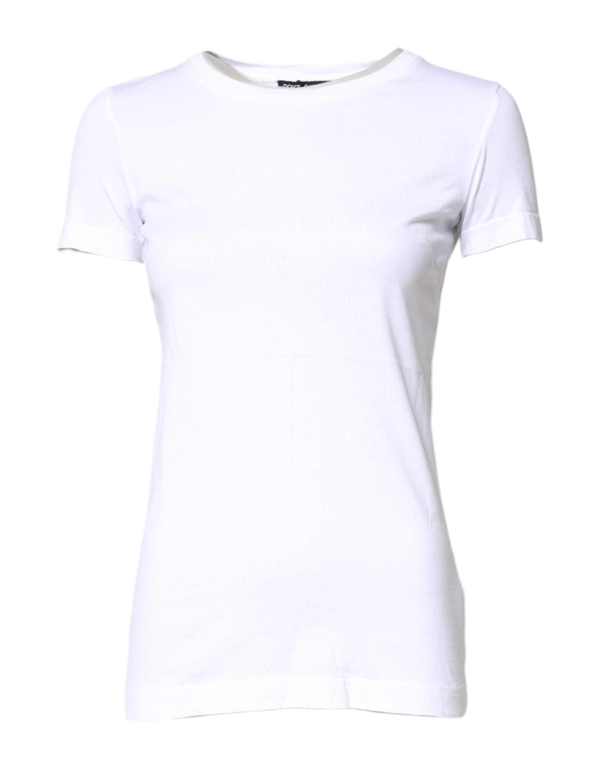 Dolce & Gabbana White Cotton Crew Neck Short Sleeves Women's T-shirt