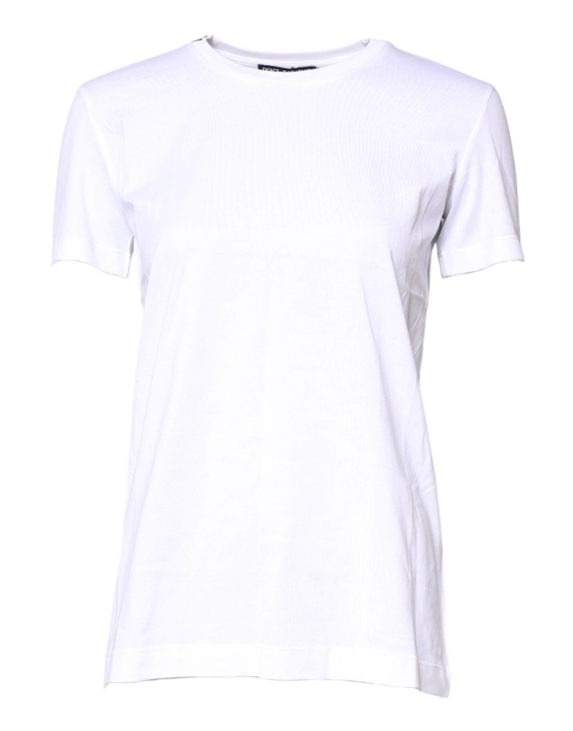 Dolce & Gabbana White Cotton Crew Neck Short Sleeves Women's T-shirt