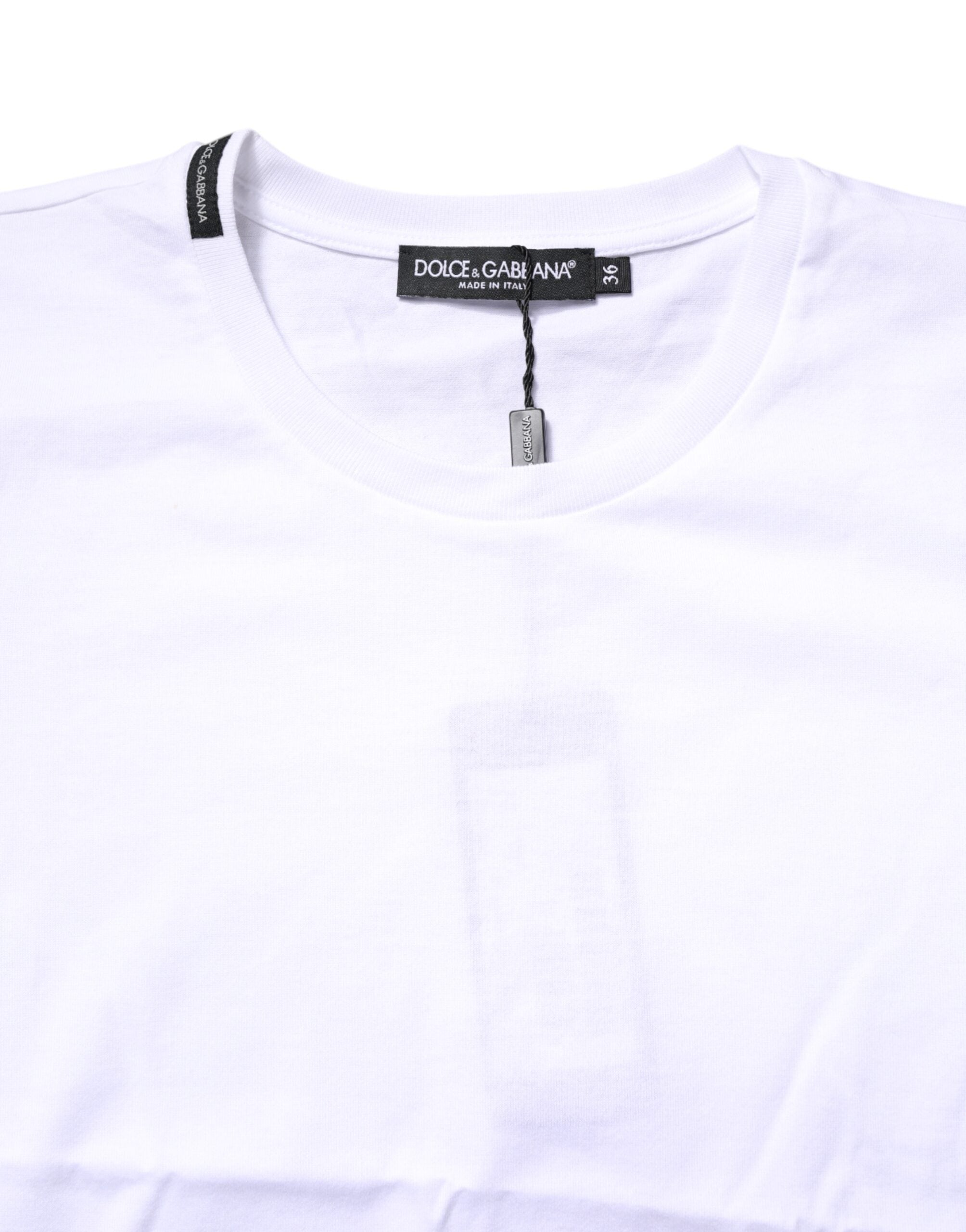 Dolce & Gabbana White Cotton Crew Neck Short Sleeves Women's T-shirt