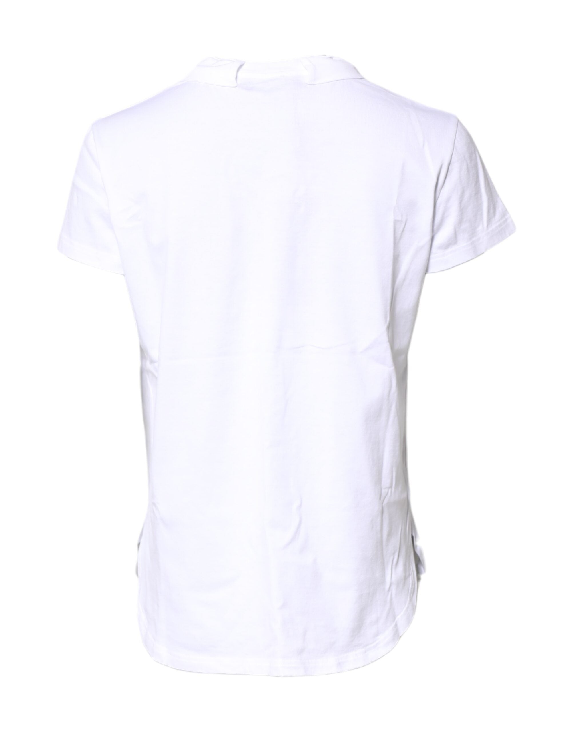 Dolce & Gabbana White Logo Crown Cotton Crew Neck Women's T-shirt (Pre-Owned)