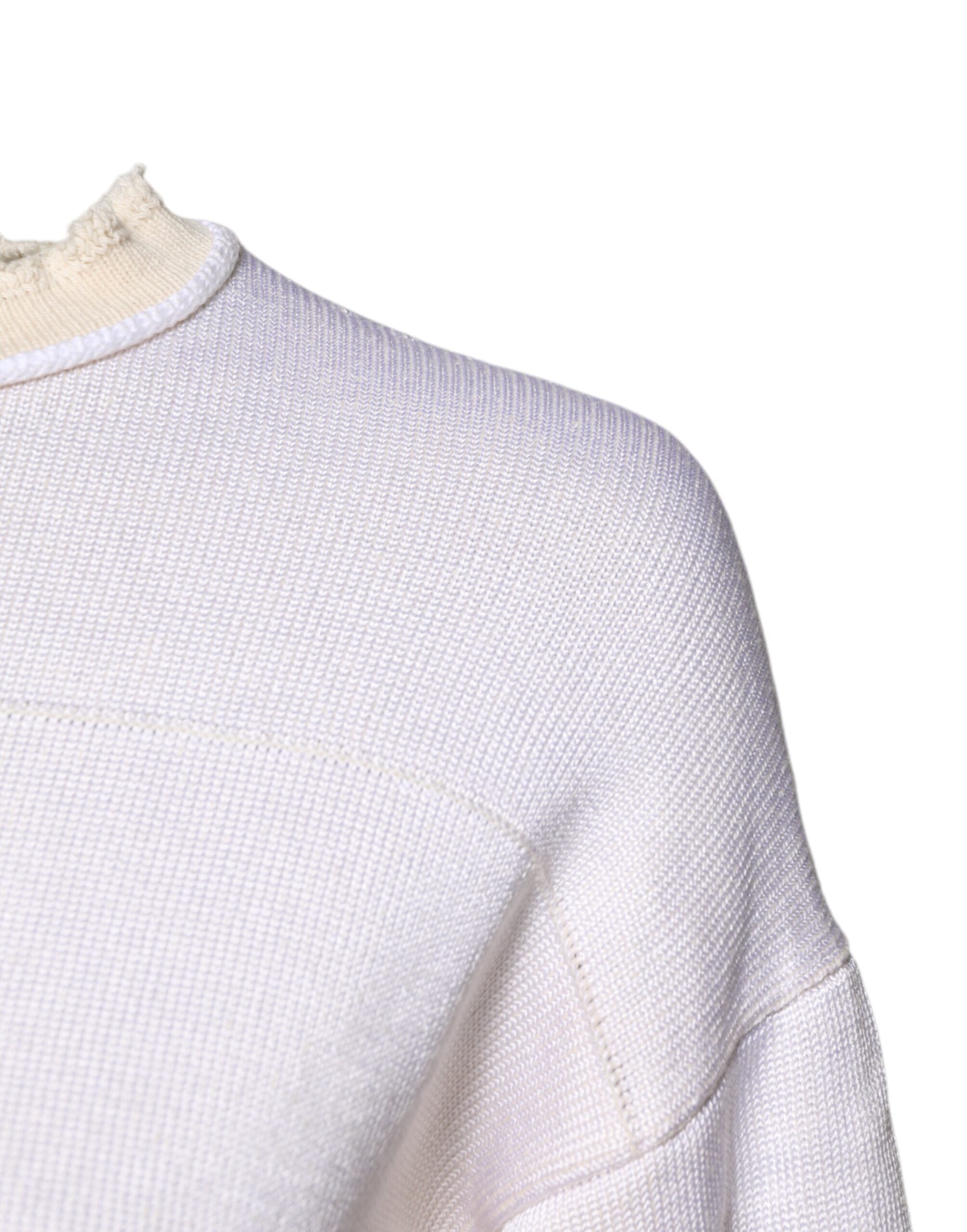 Jil Sander White Viscose Crew Neck Long Sleeves Pullover Women's Sweater (Pre-Owned)