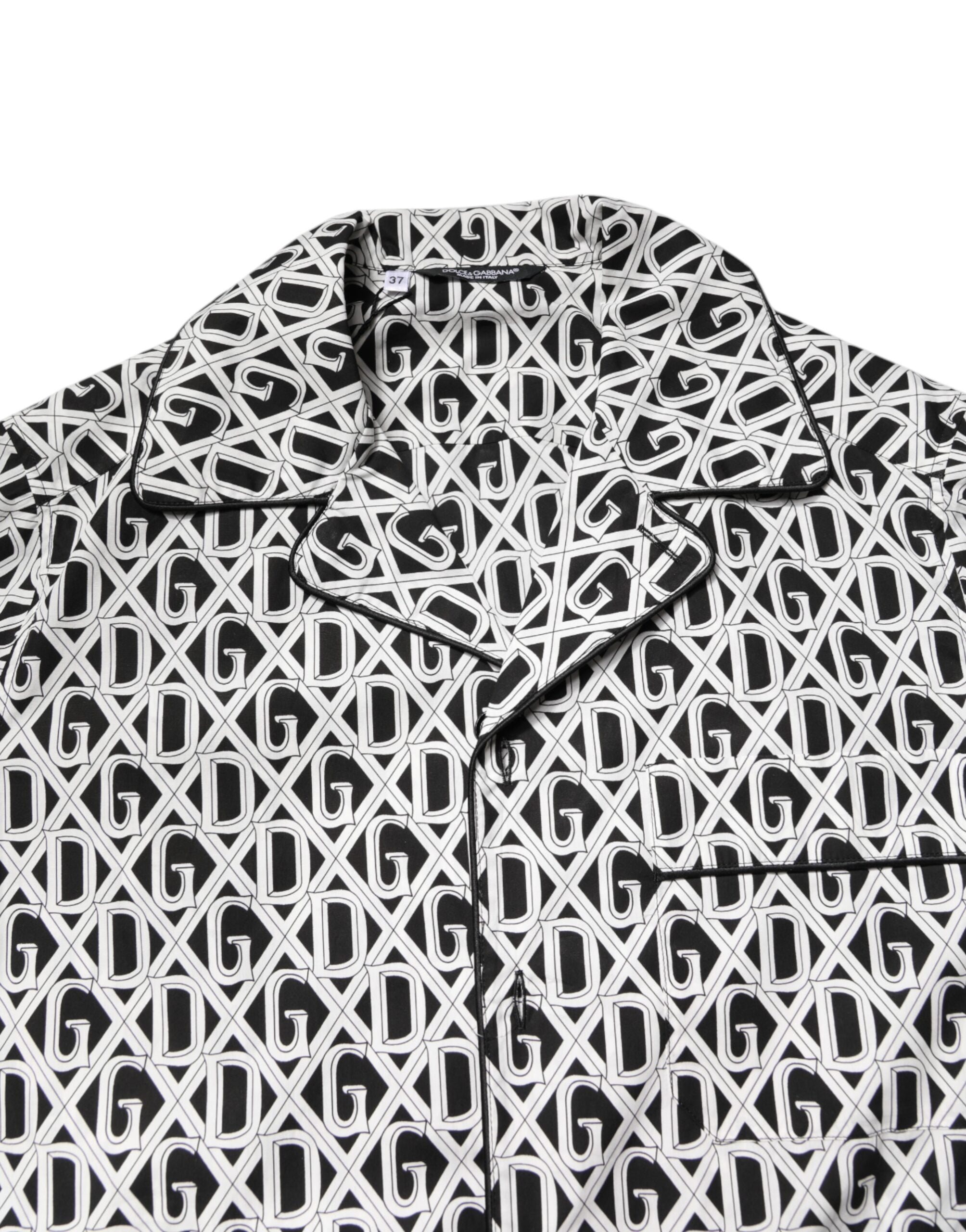 Dolce & Gabbana Black White DG Print Cotton Pajama Set Men's Sleepwear