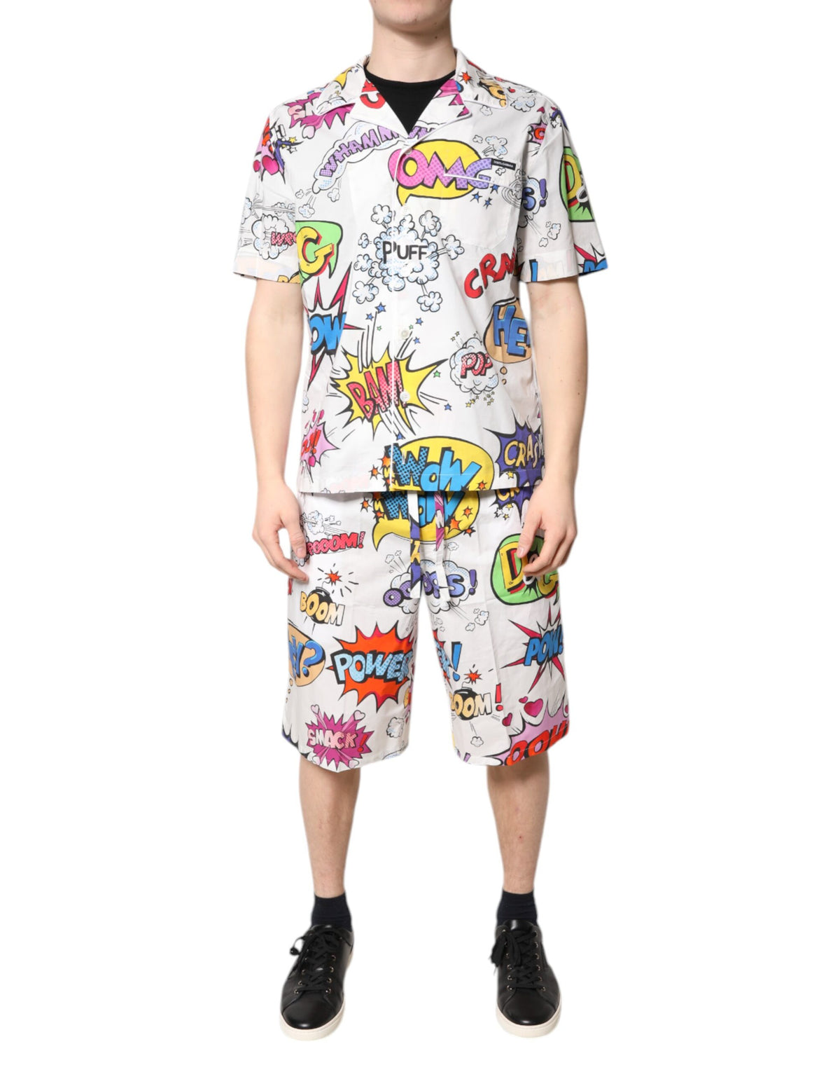 Dolce & Gabbana White Cartoon Print Cotton Men Pajama Set Men's Sleepwear