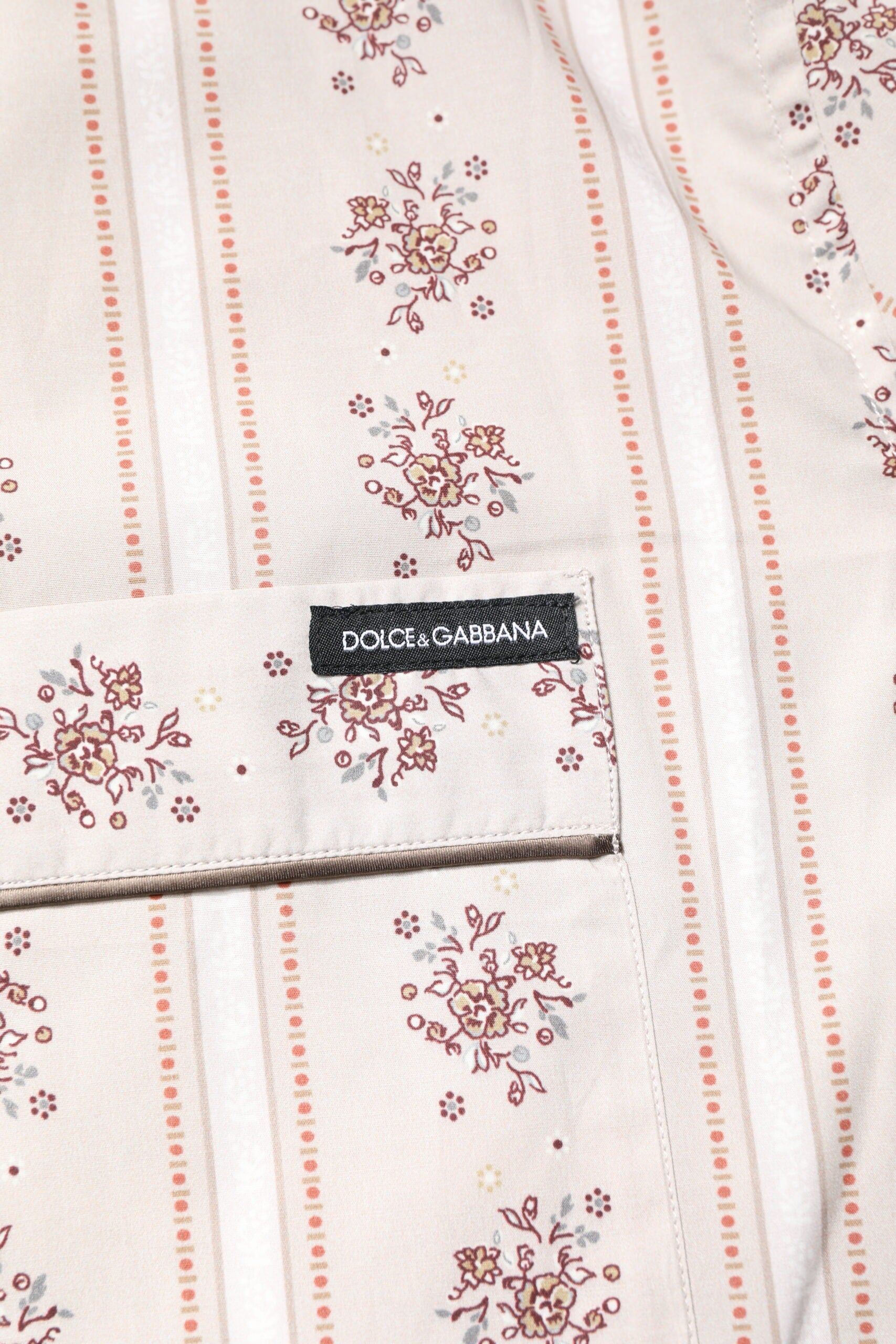 Dolce & Gabbana Beige Floral Print Cotton Men Pajama Set Men's Sleepwear