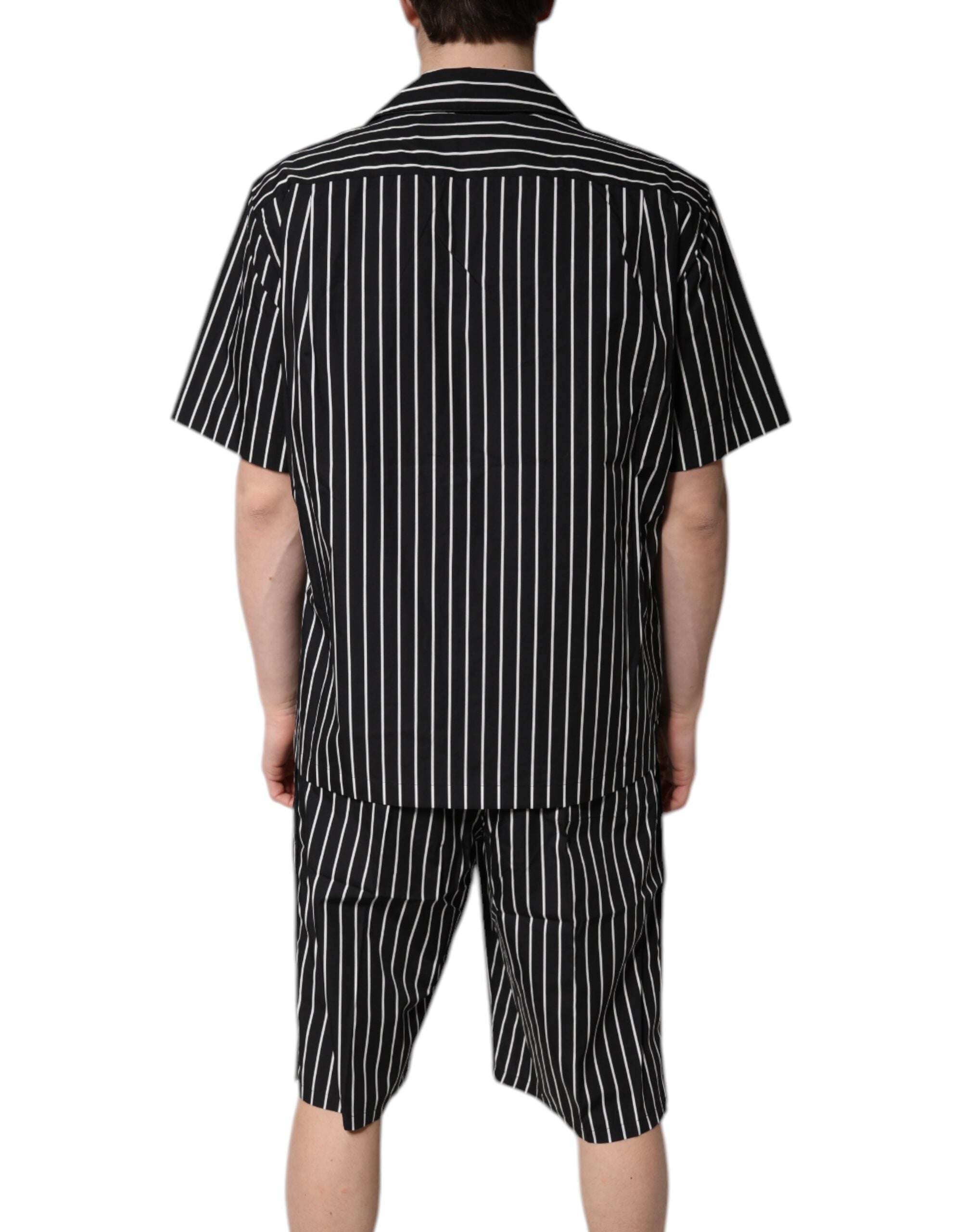 Dolce & Gabbana Black White Stripes Cotton Men Pajama Set Men's Sleepwear