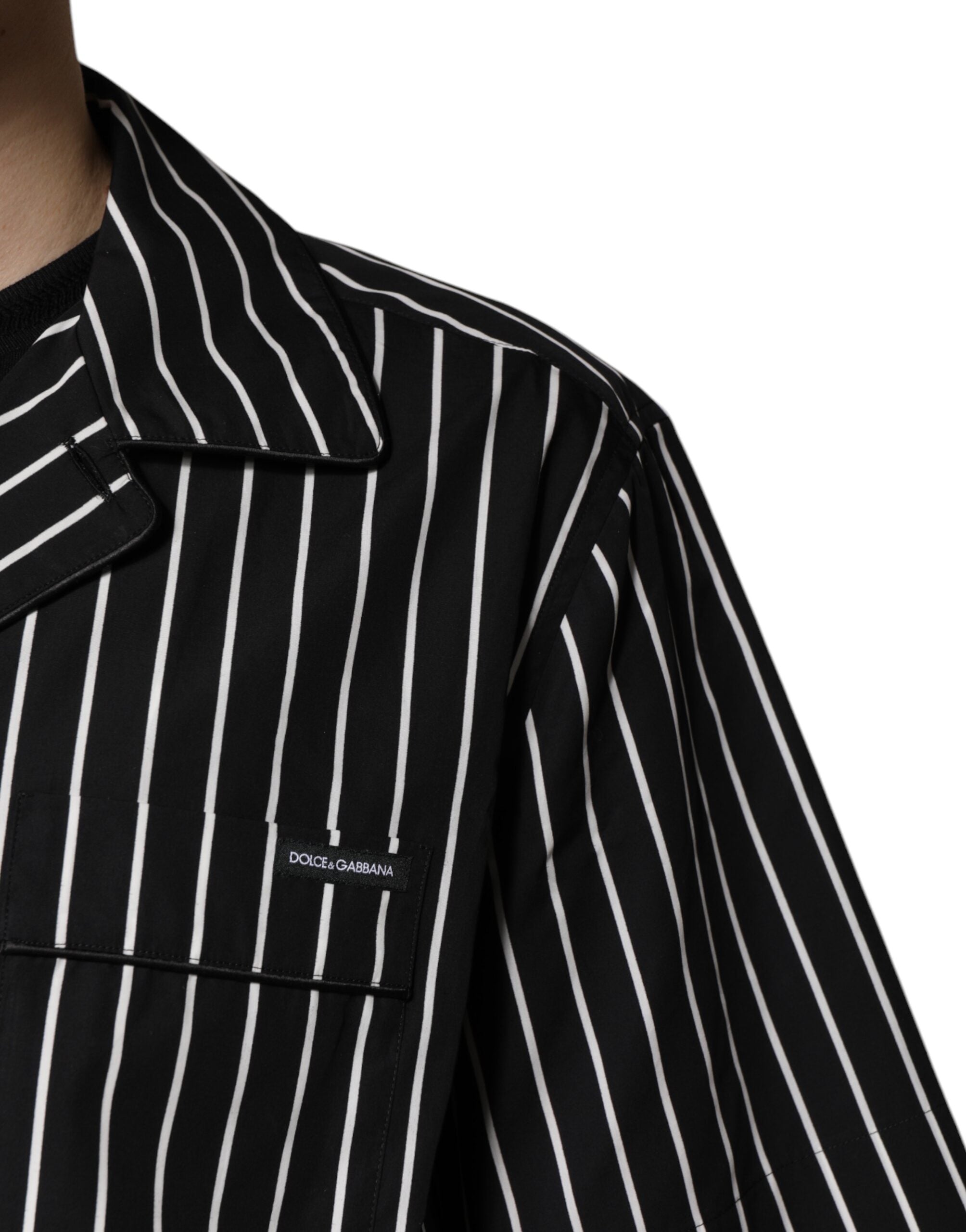 Dolce & Gabbana Black White Stripes Cotton Men Pajama Set Men's Sleepwear
