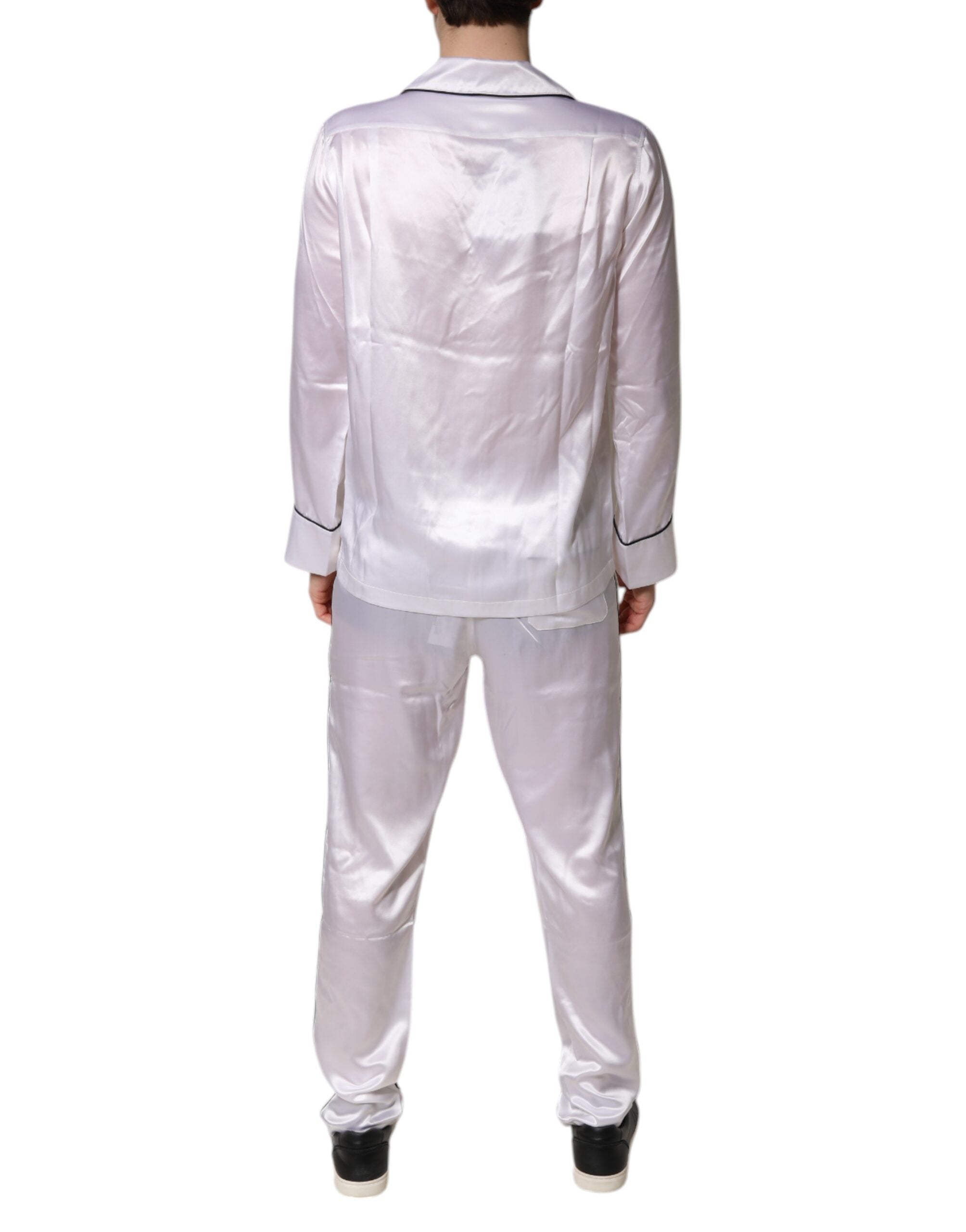 Dolce & Gabbana White Satin Silk Men Pajama Set Men's Sleepwear (Pre-Owned)