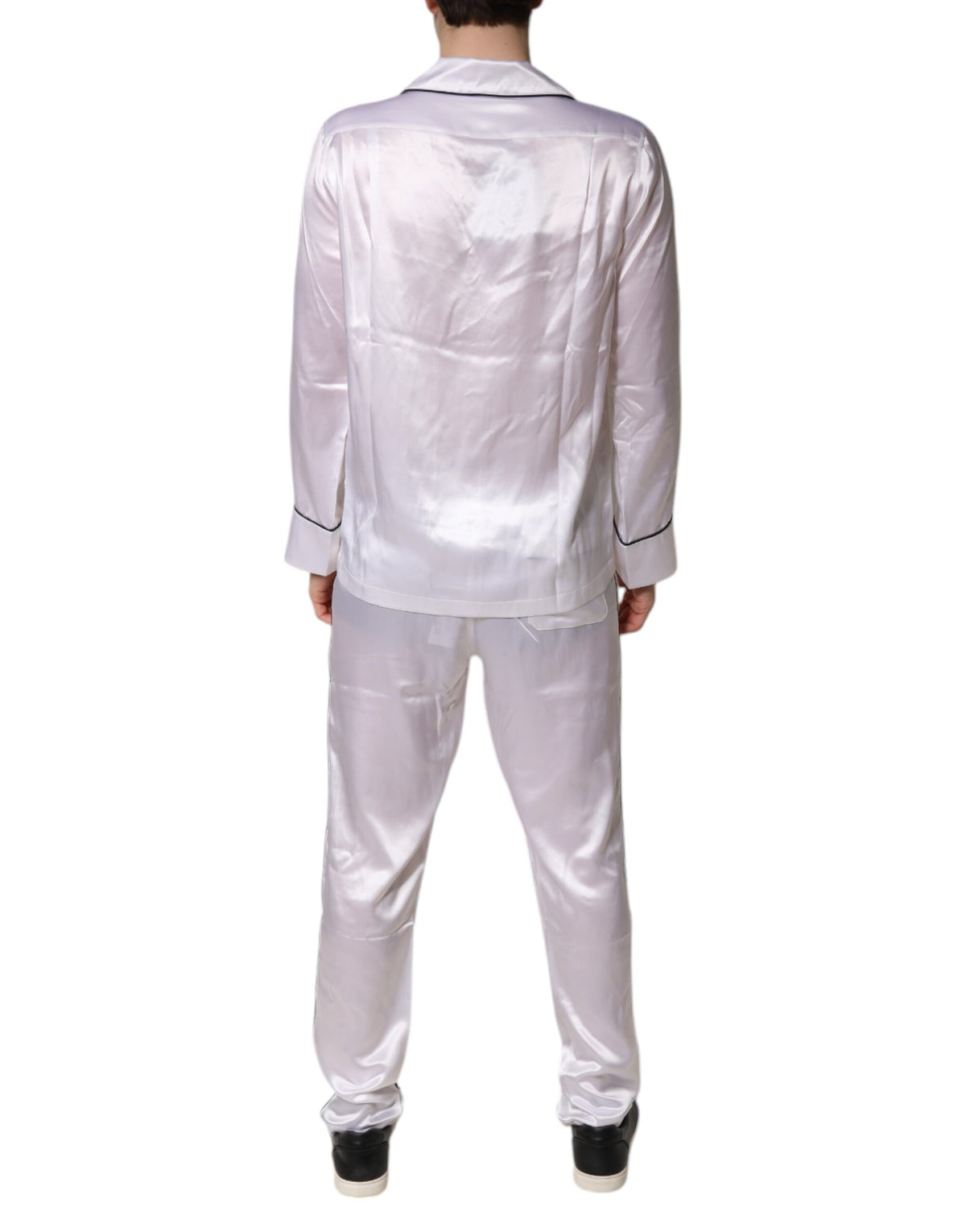 Dolce & Gabbana White Satin Silk Men Pajama Set Men's Sleepwear (Pre-Owned)