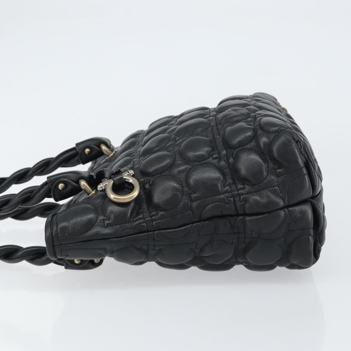 Salvatore Ferragamo Gancini Leather Black Leather Handbag (Pre-Owned)