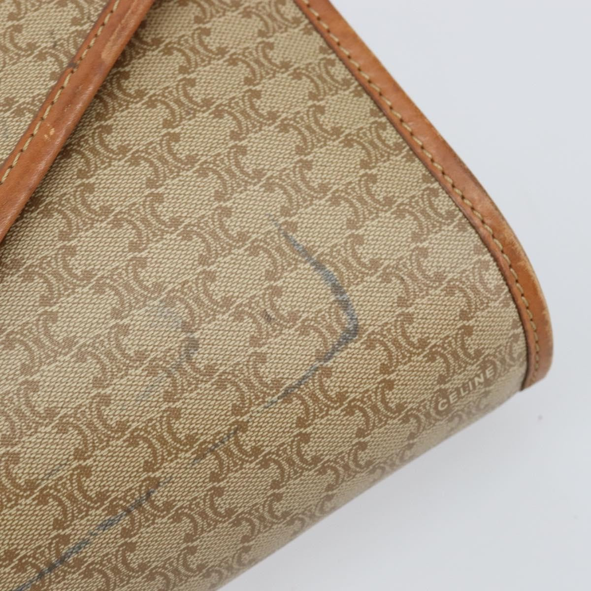 Celine Vintage Macadam Canvas And Leather Beige Canvas Shoulder Bag Bag (Pre-Owned)