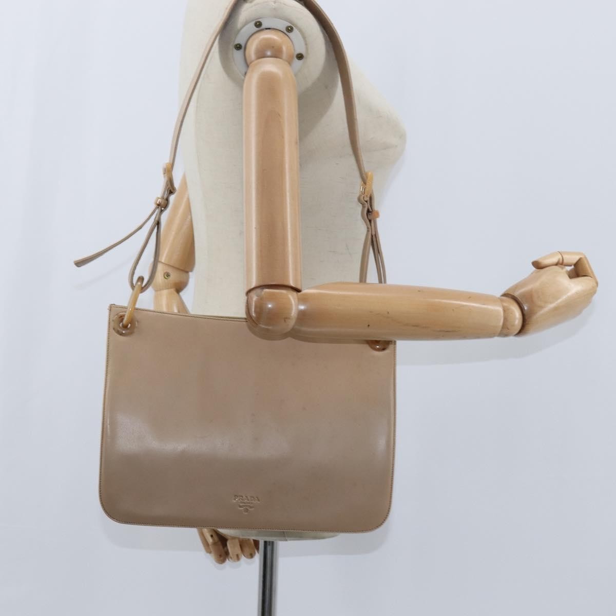 Prada Vintage Leather Beige Leather Shoulder Bag Bag (Pre-Owned)