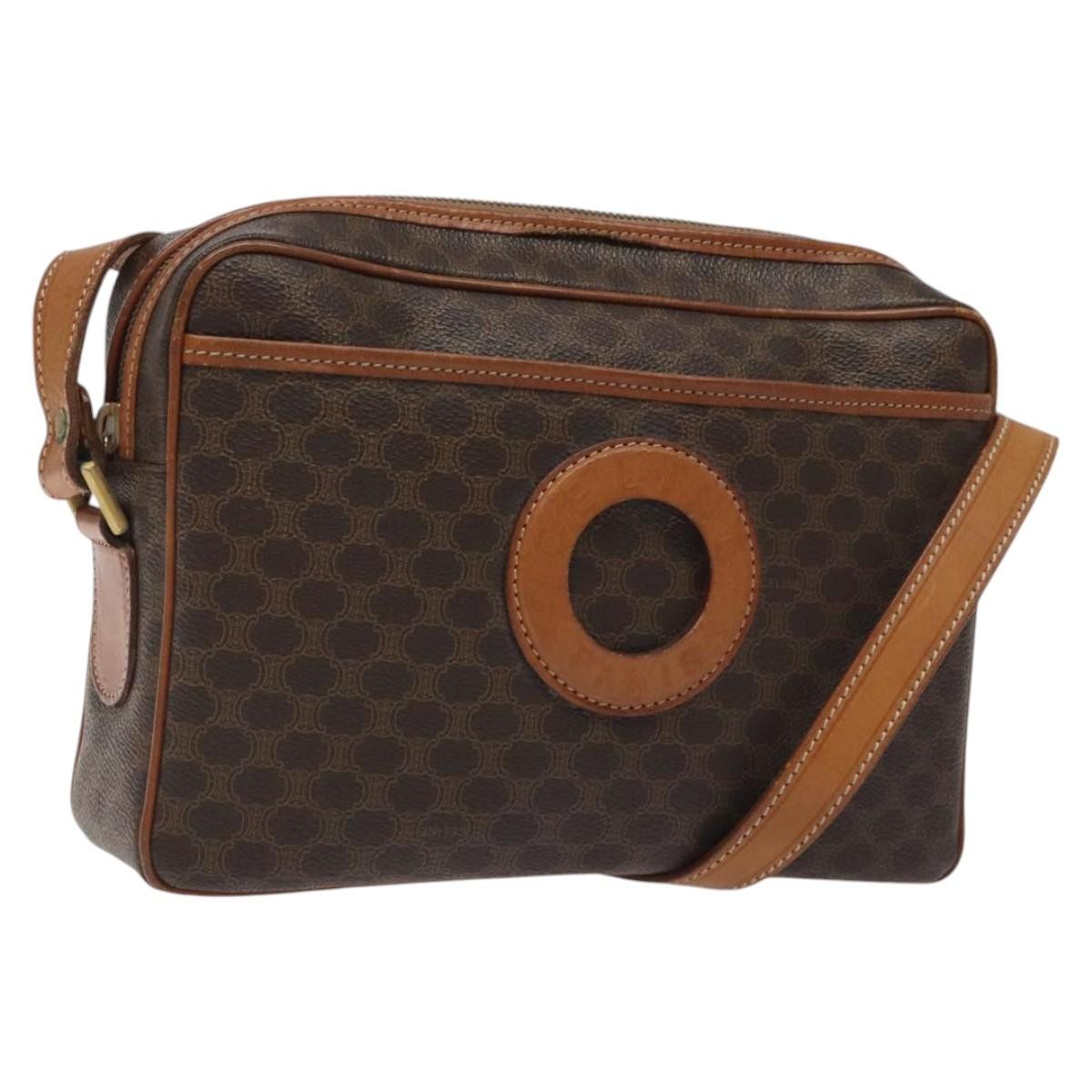 Celine Vintage Macadam Canvas And Leather Brown Canvas Shoulder Bag Bag (Pre-Owned)