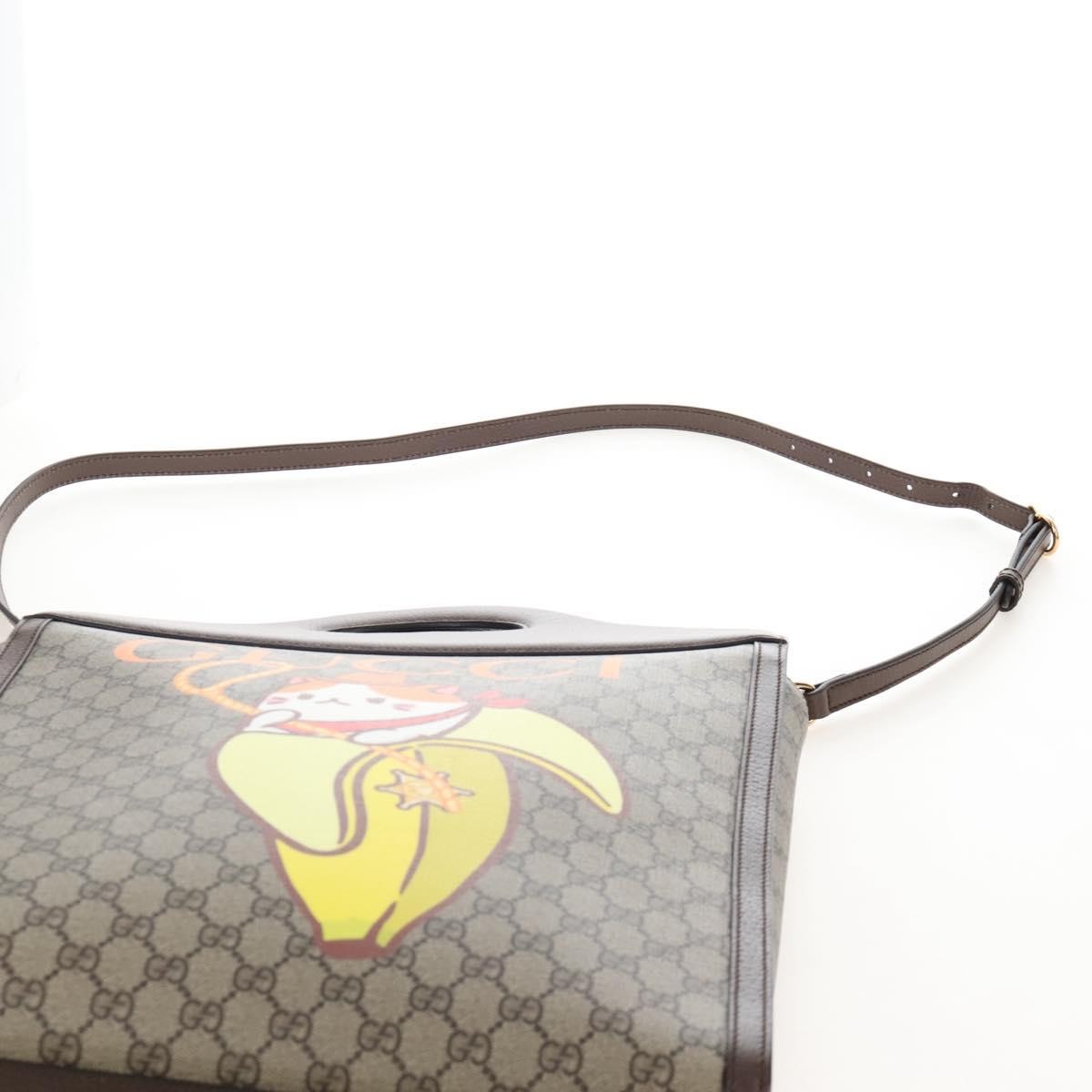 Gucci Cut Out Handle Printed Gg Coated Canvas Brown Canvas Tote Bag Bag (Pre-Owned)