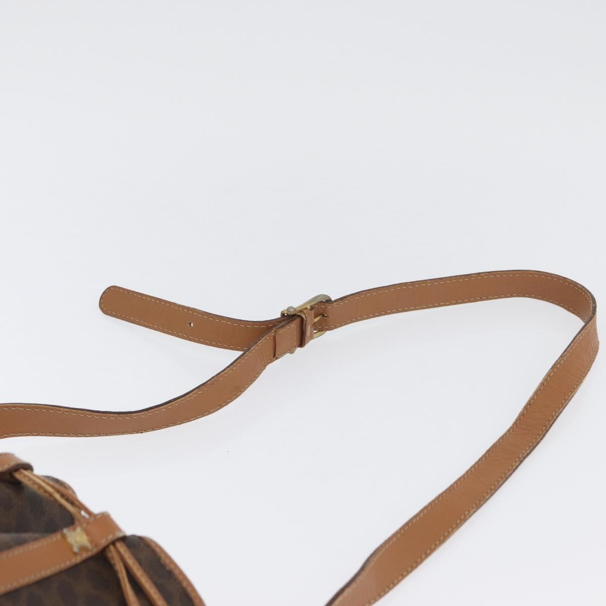 Celine Vintage Shoulder Bag Macadam Canvas & Leather Brown Canvas Shoulder Bag Bag (Pre-Owned)