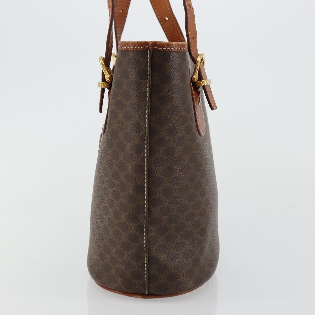 Celine Vintage Macadam Canvas And Leather Brown Canvas Tote Bag Bag (Pre-Owned)