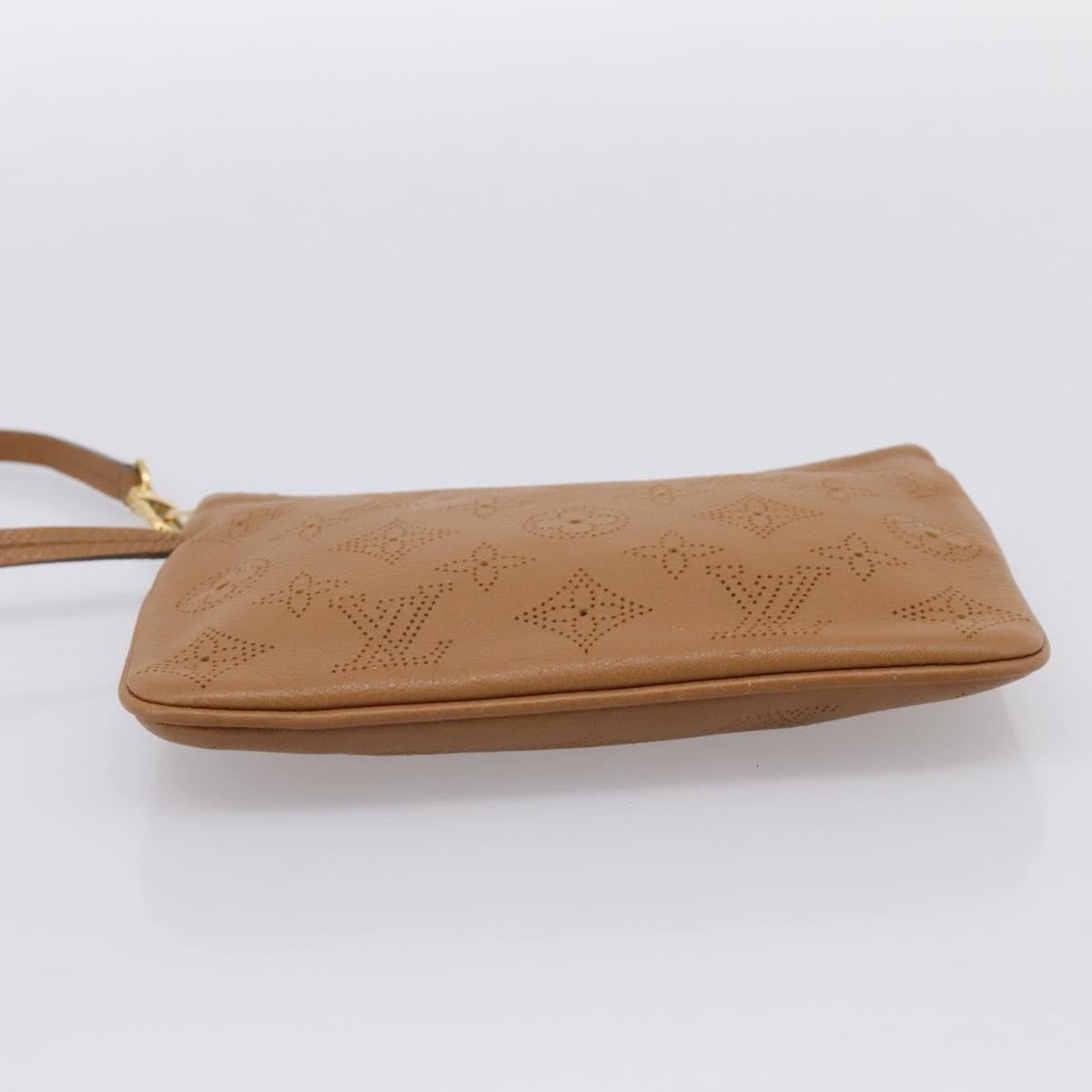 Louis Vuitton Selene Pochette Mahina Leather Camel Leather Clutche & Pouche Bag (Pre-Owned)