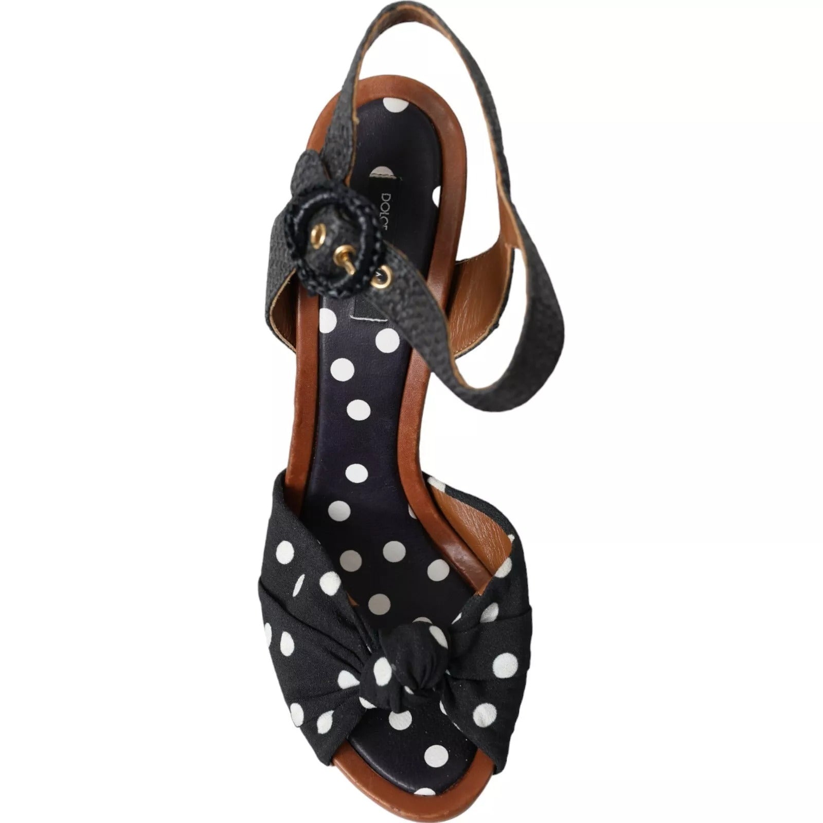 Dolce & Gabbana Black Polka Dot Leather Heels Sandals Women's Shoes (Pre-Owned)