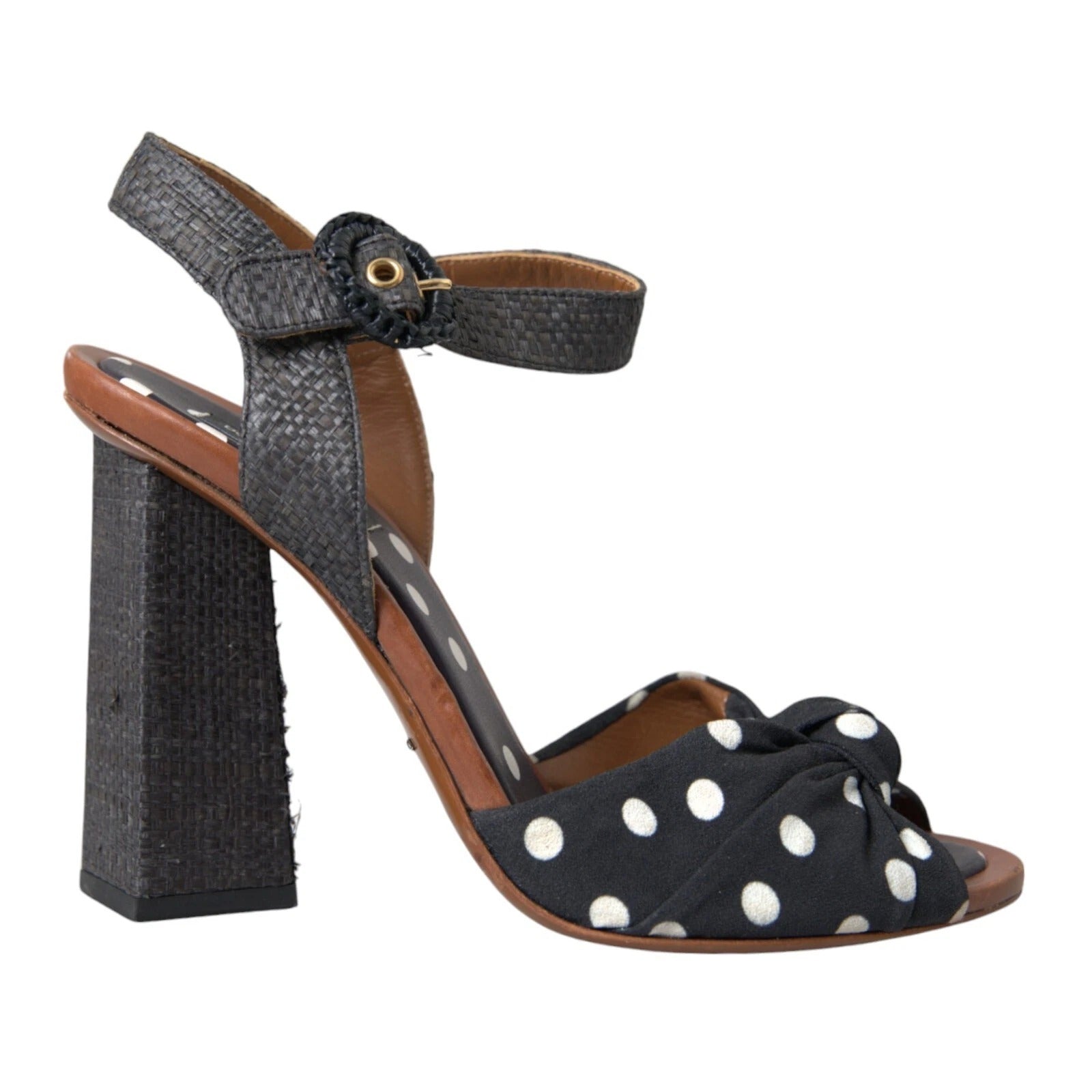 Dolce & Gabbana Black Polka Dot Leather Heels Sandals Women's Shoes (Pre-Owned)