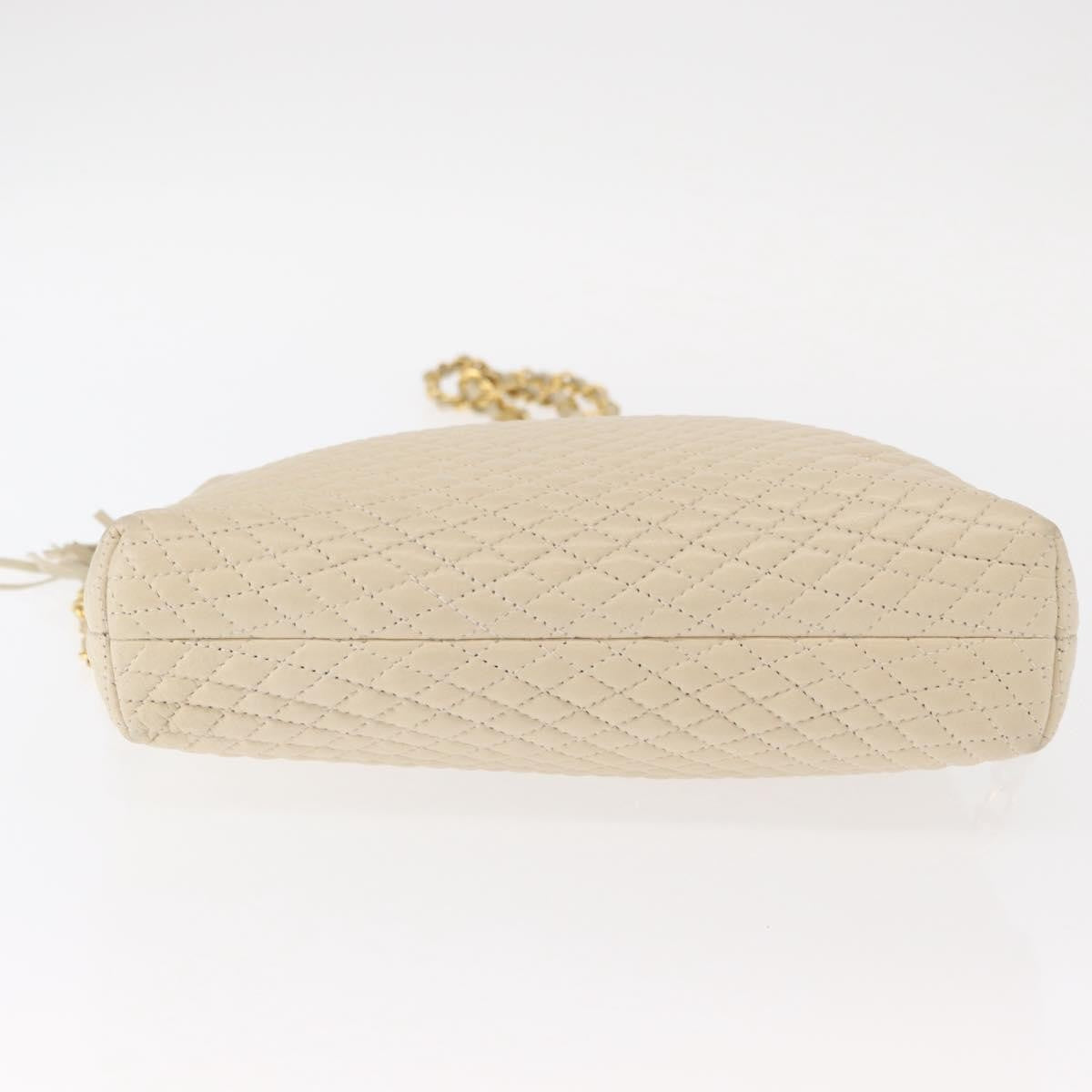 Bally Vintage Chain Quilted Leather Beige Leather Shoulder Bag Bag (Pre-Owned)