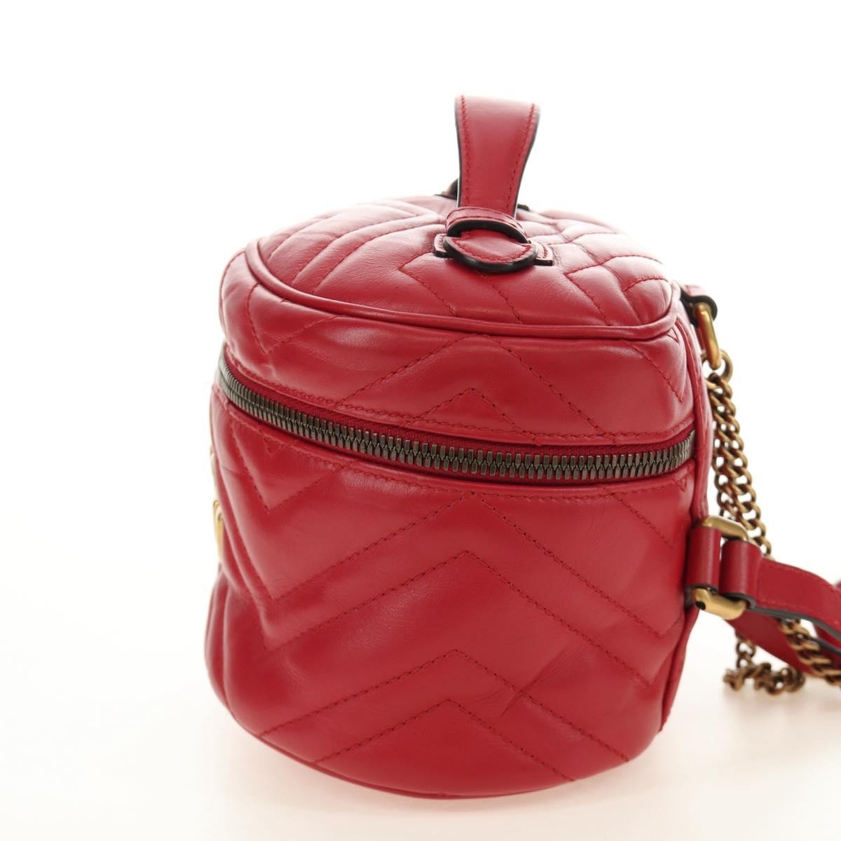Gucci Gg Marmont Vanity Matelasse Leather Red Leather Backpack Bag (Pre-Owned)