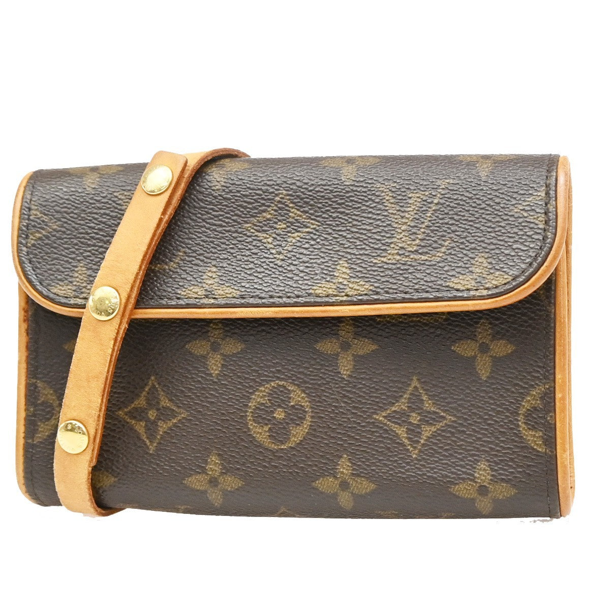 Louis Vuitton Florentine Waist Monogram Canvas Brown Leather Handbag (Pre-Owned)