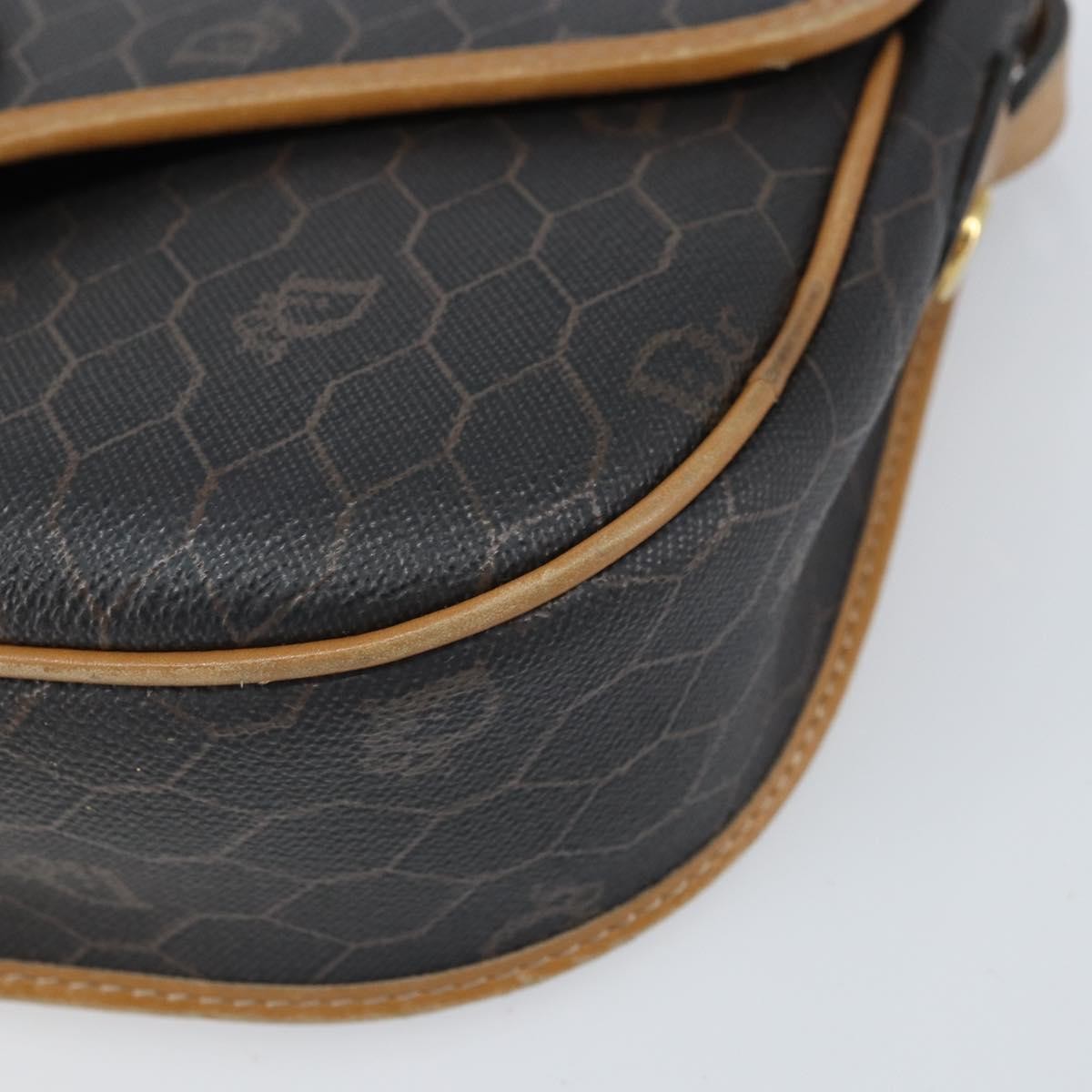 Christian Dior Vintage Honeycomb Canvas And Leather Black Canvas Shoulder Bag Bag (Pre-Owned)