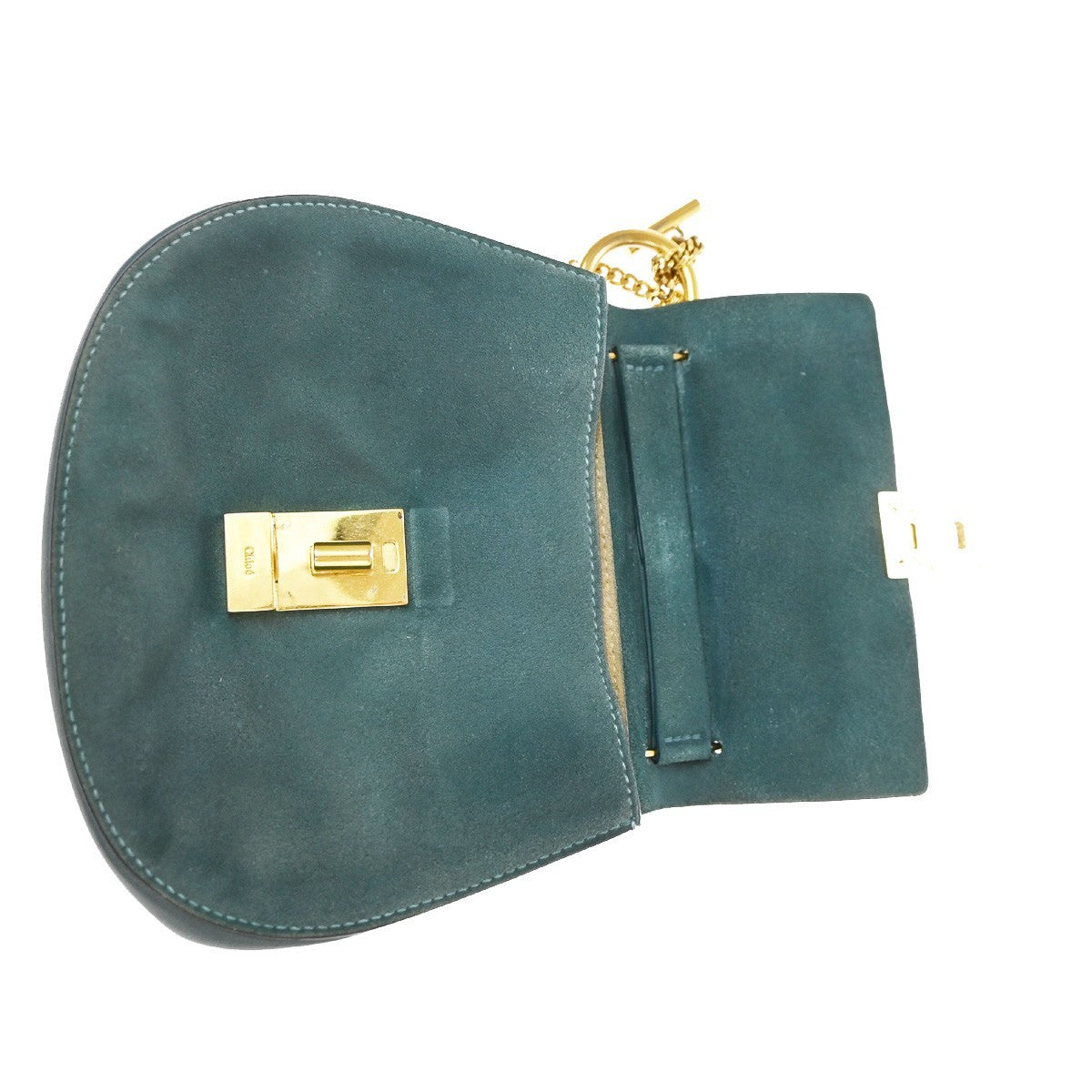 Chloe Drew Crossbody Bag Leather And Suede Blue Suede Crossbody Bag Bag (Pre-Owned)